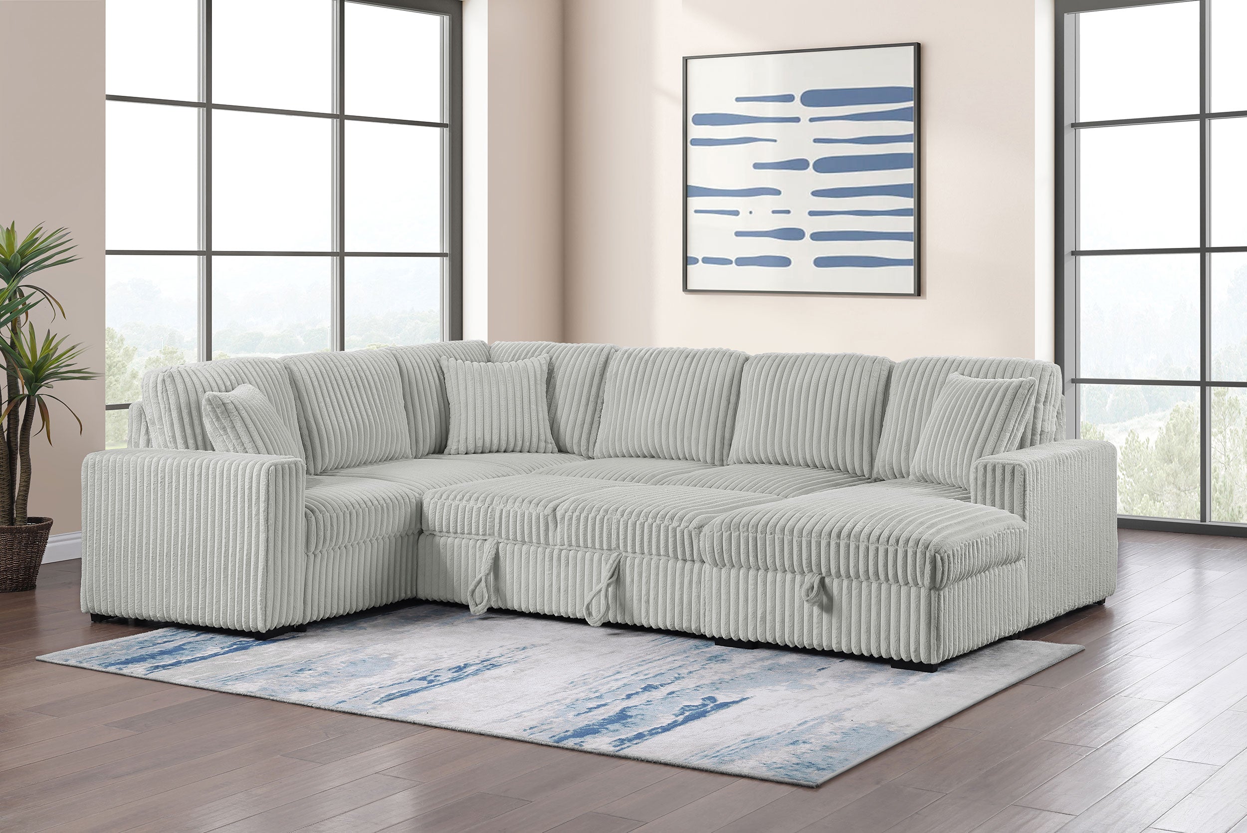 David Upholstered Reclining Sectional Sofa Smoke