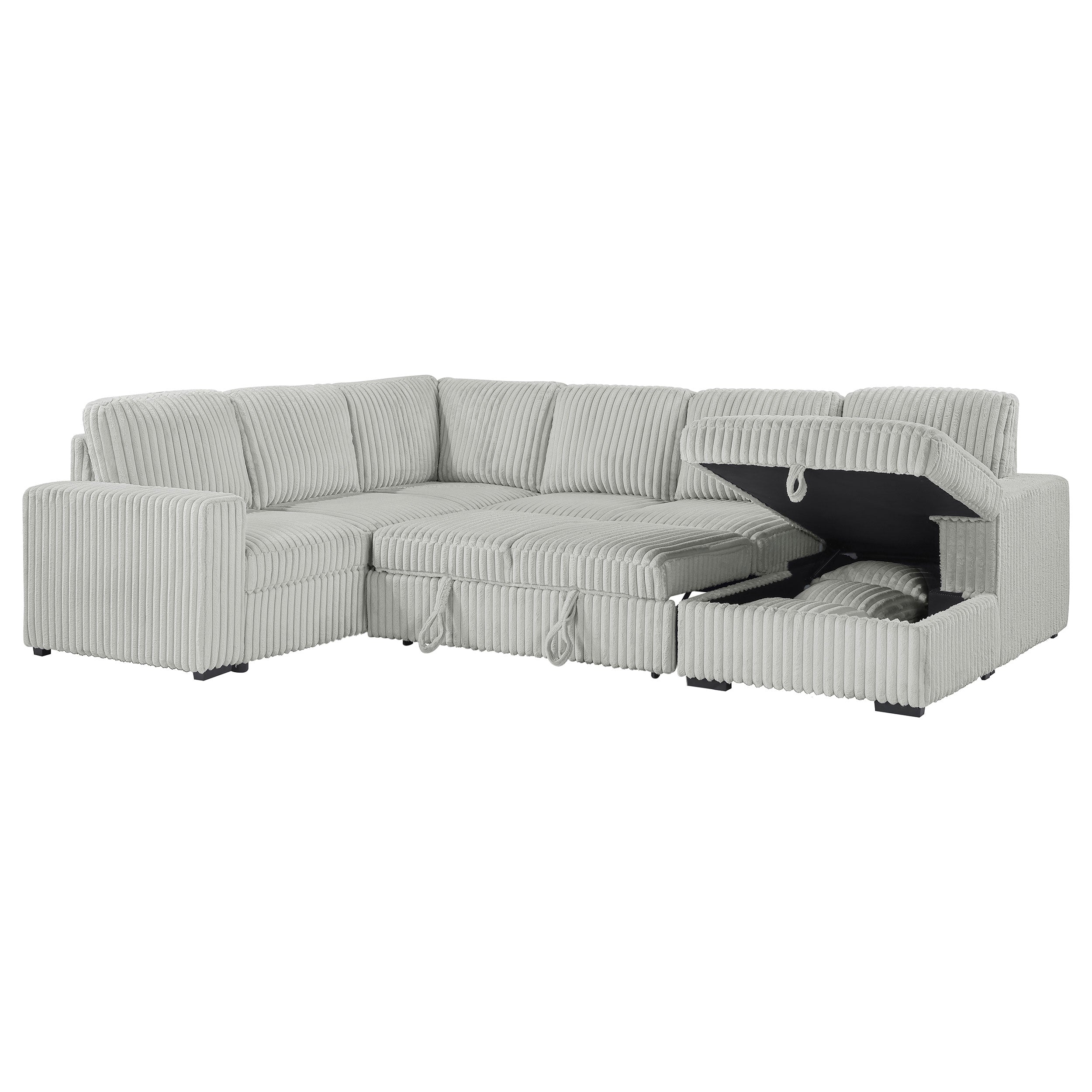 David Upholstered Reclining Sectional Sofa Smoke
