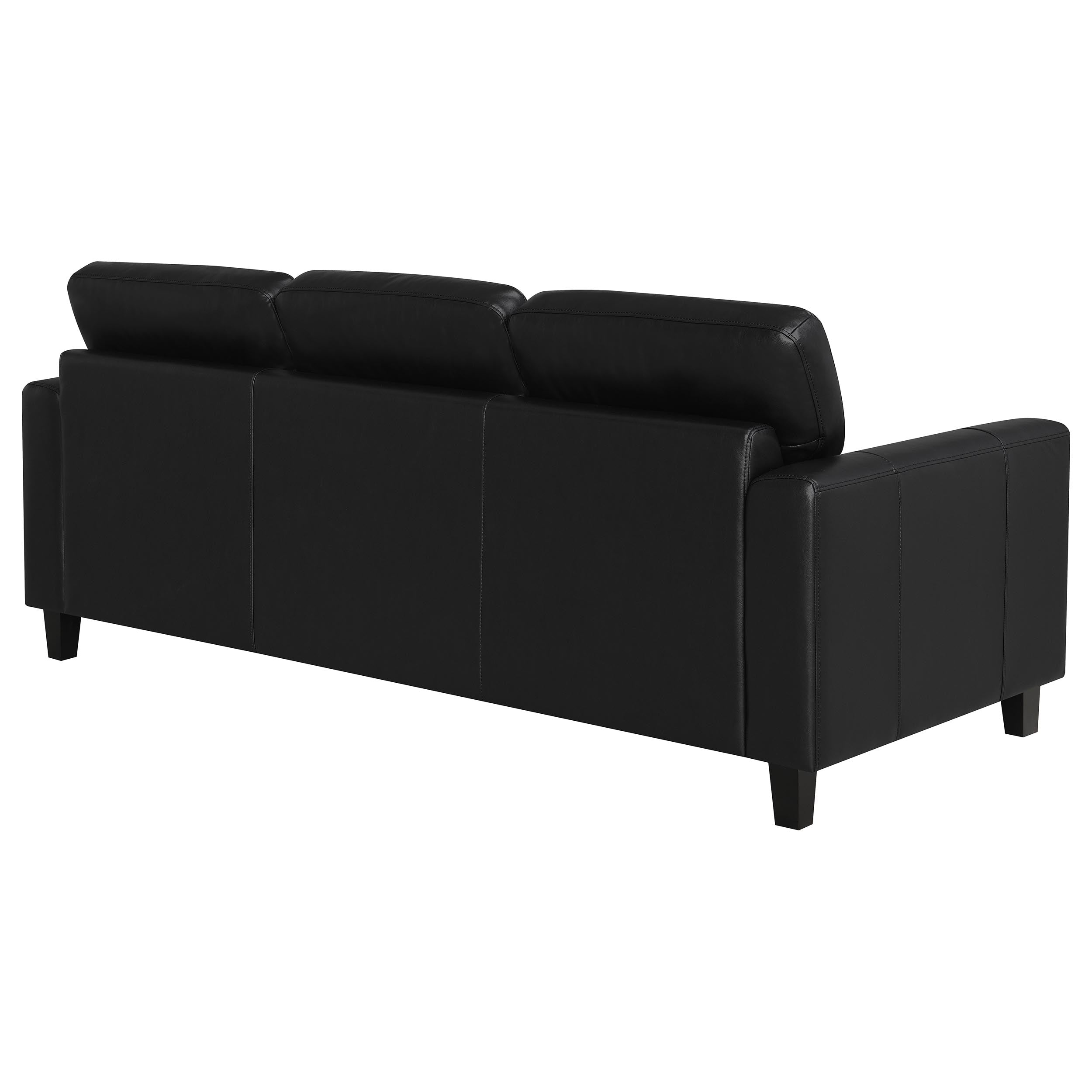 Scotland Faux Leather Upholstered Track Arm Sofa Black