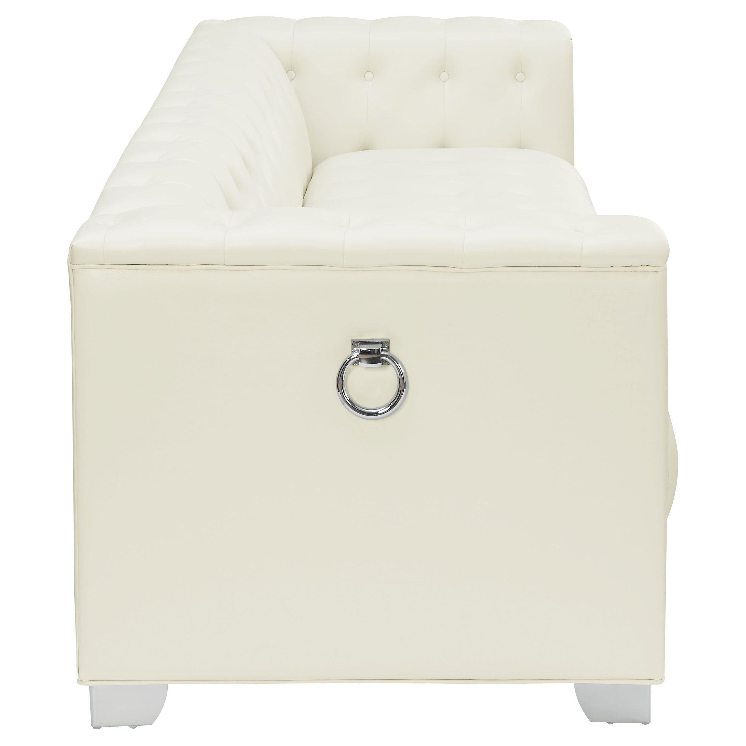 Chaviano Upholstered Track Arm Sofa Set Pearl White