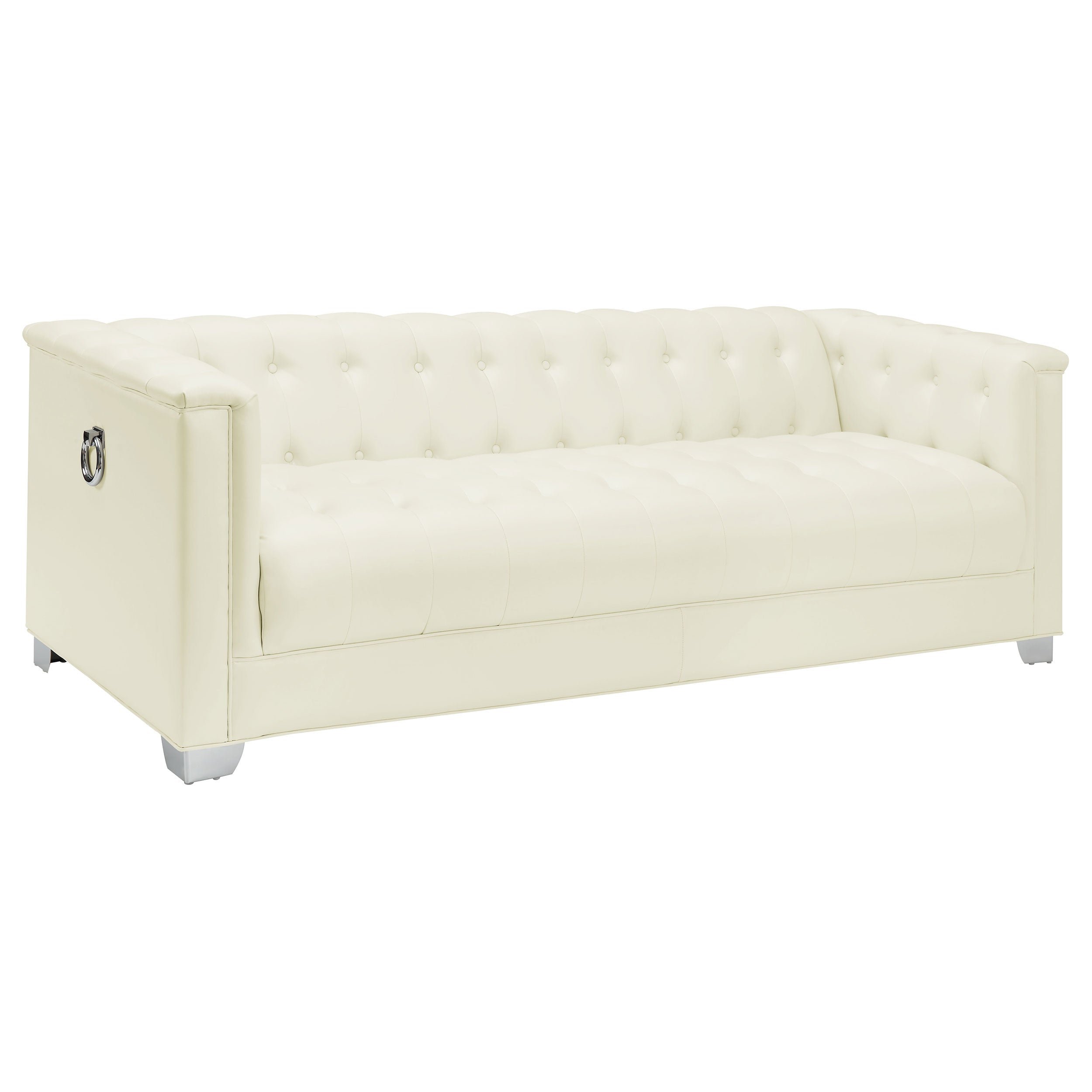 Chaviano Upholstered Track Arm Sofa Pearl White