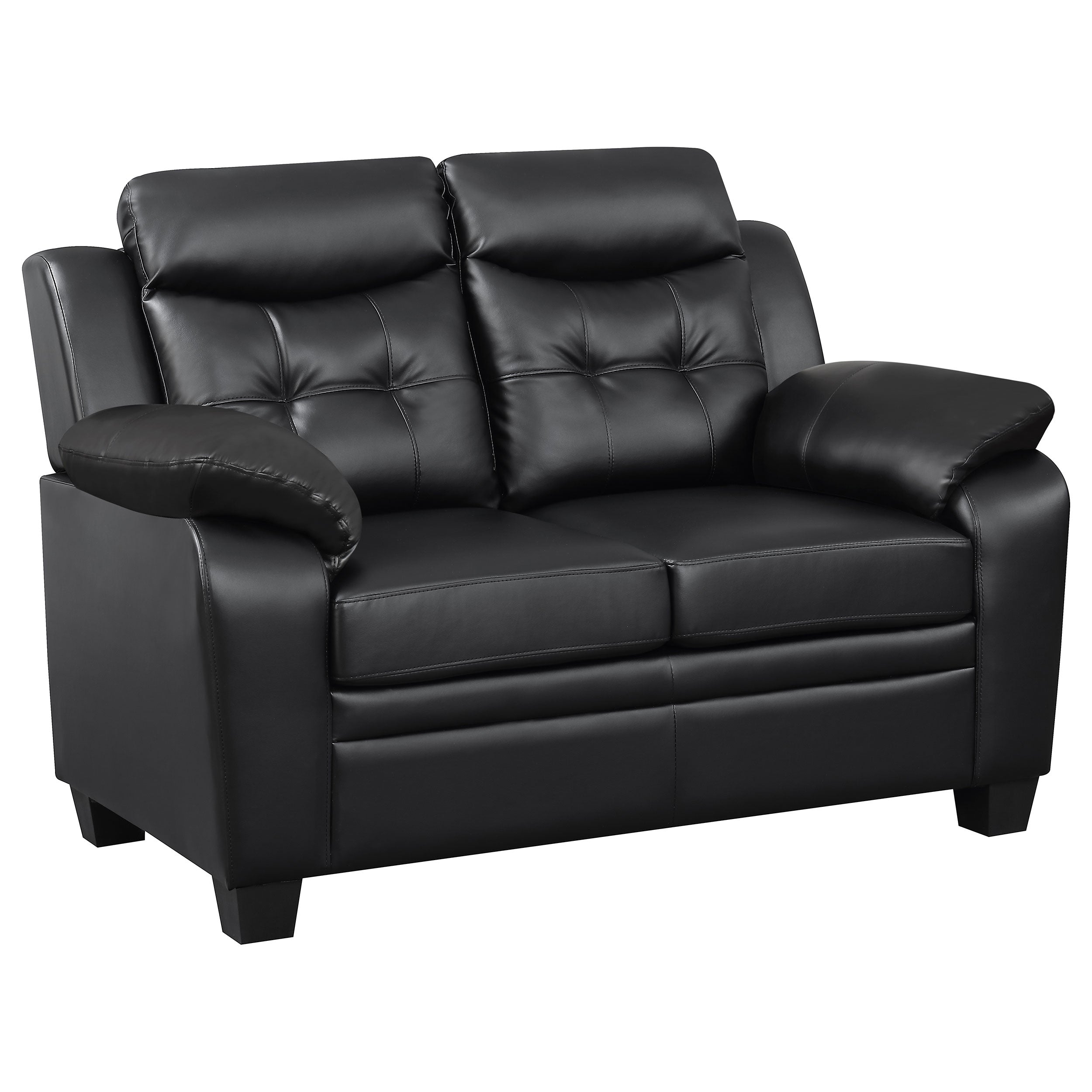 Finley Upholstered Padded Arm Tufted Sofa Set Black