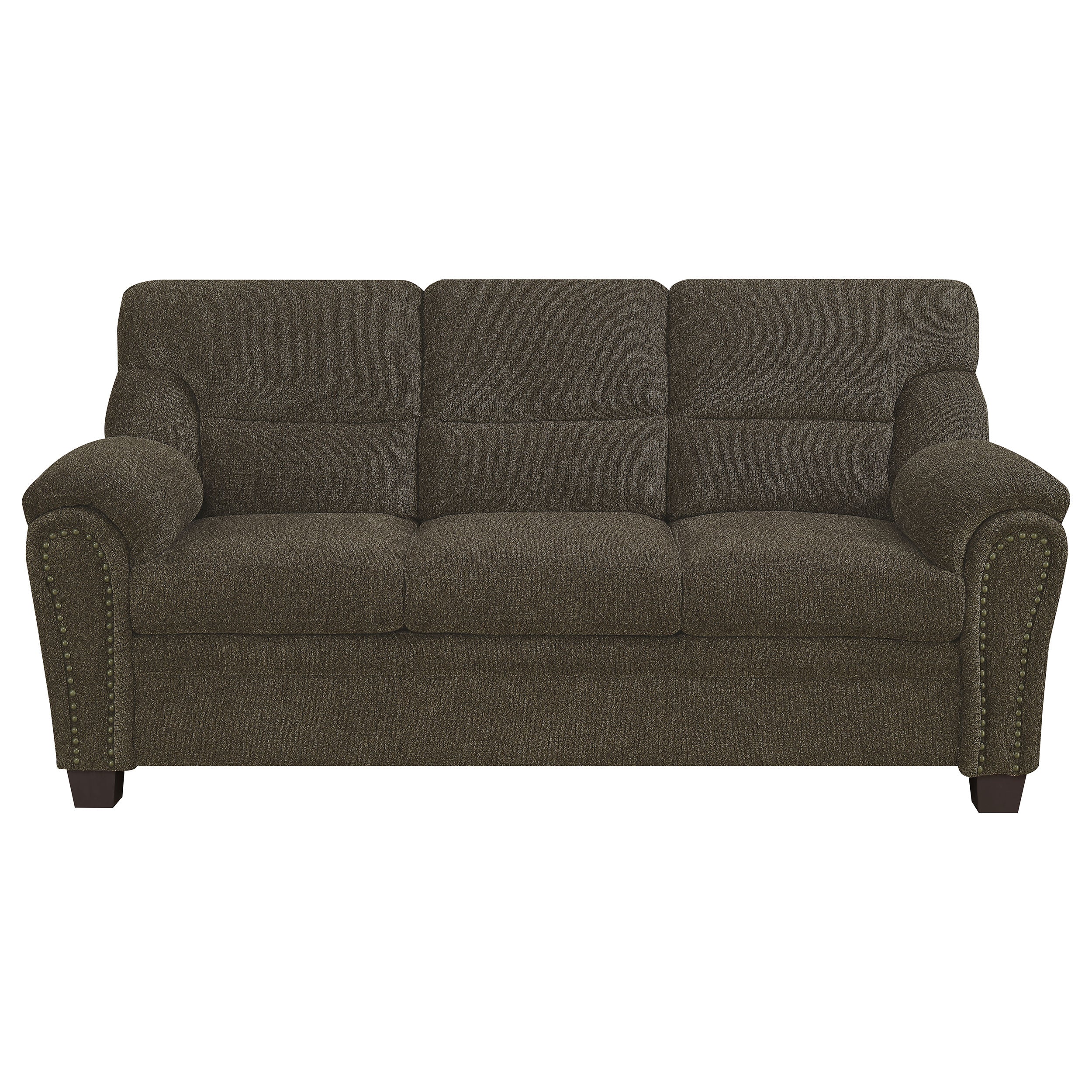 Clementine Upholstered Padded Arm Sofa Set Brown