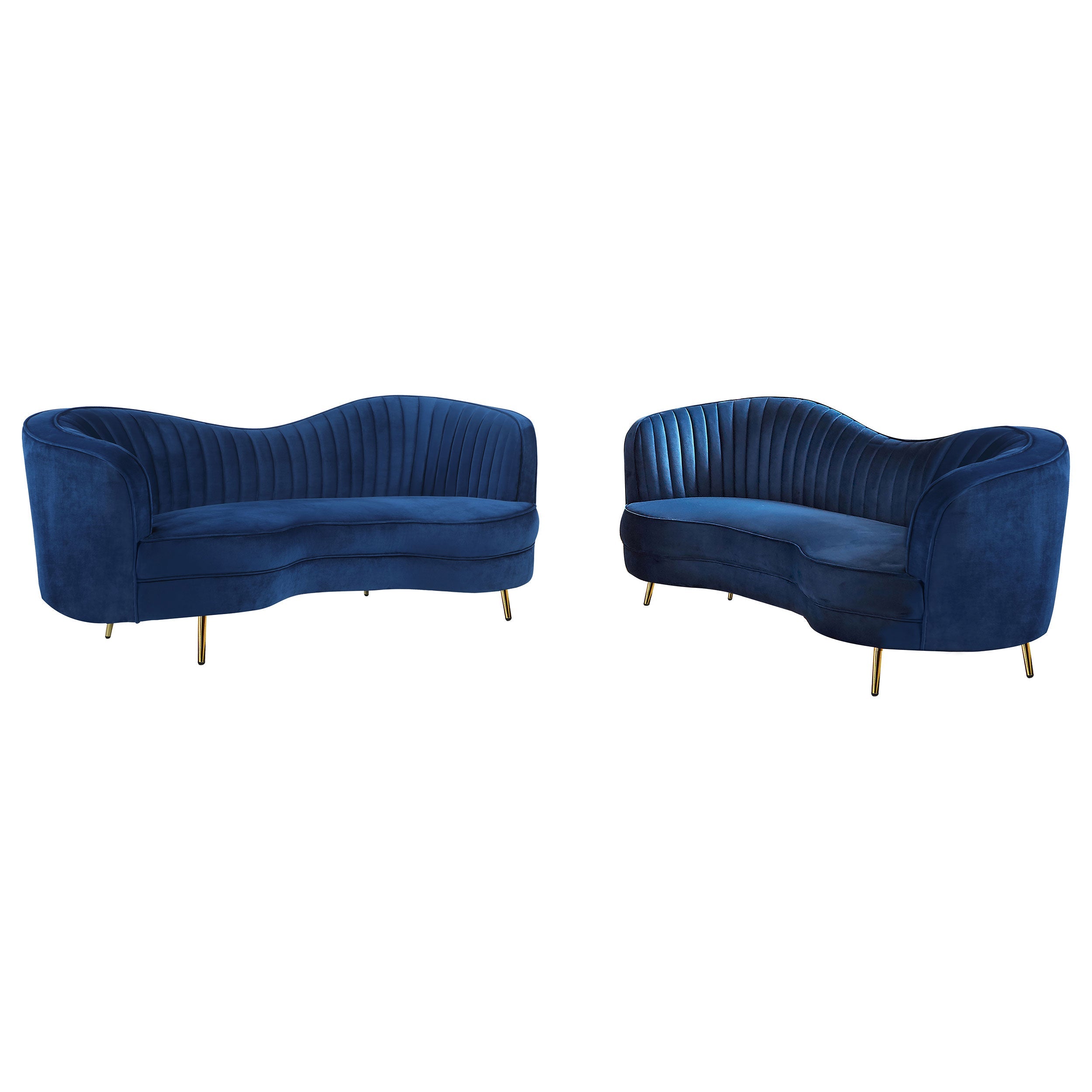 Sophia Camel Back Living Room Set Blue