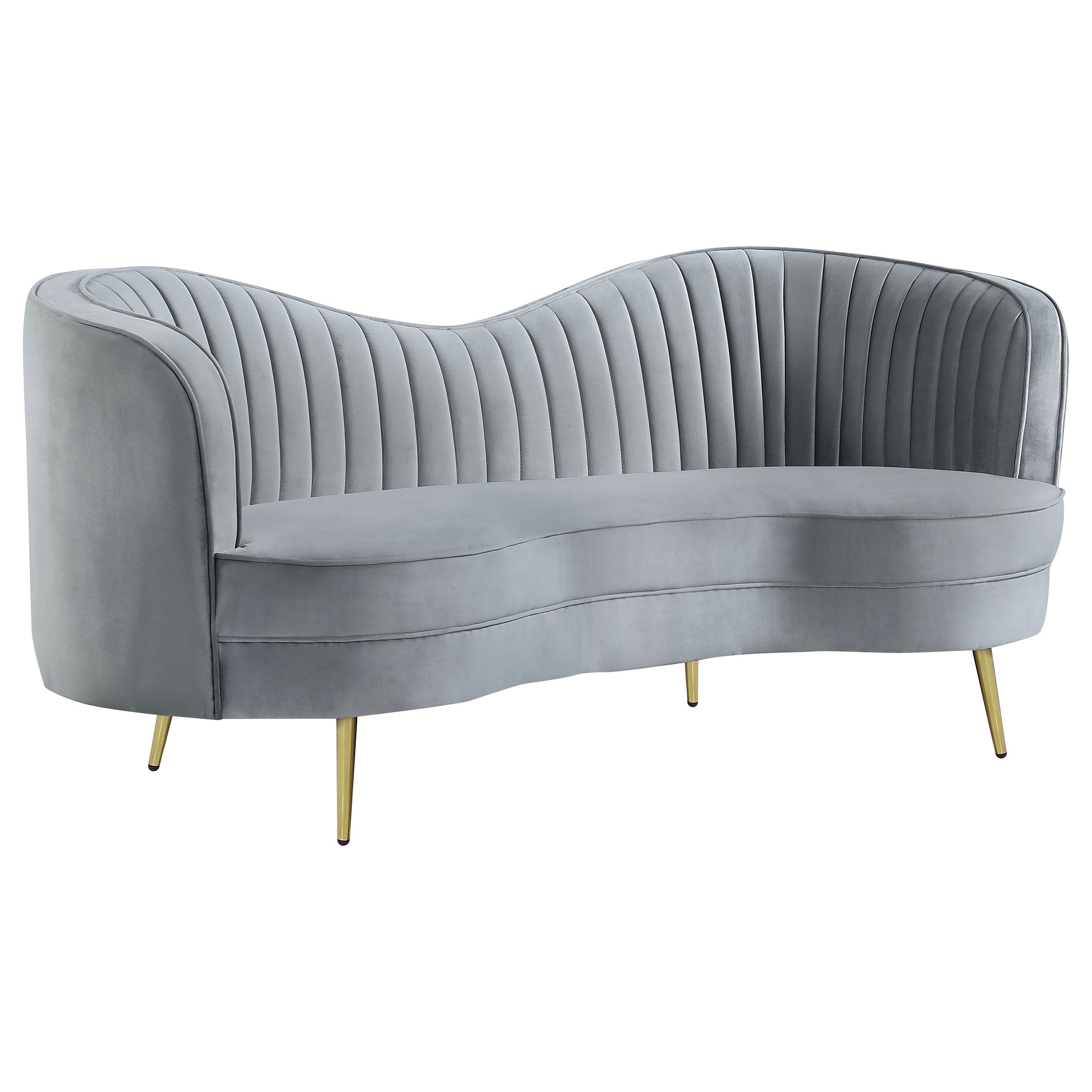 Sophia Upholstered Channel Tufted Sofa Set Blue