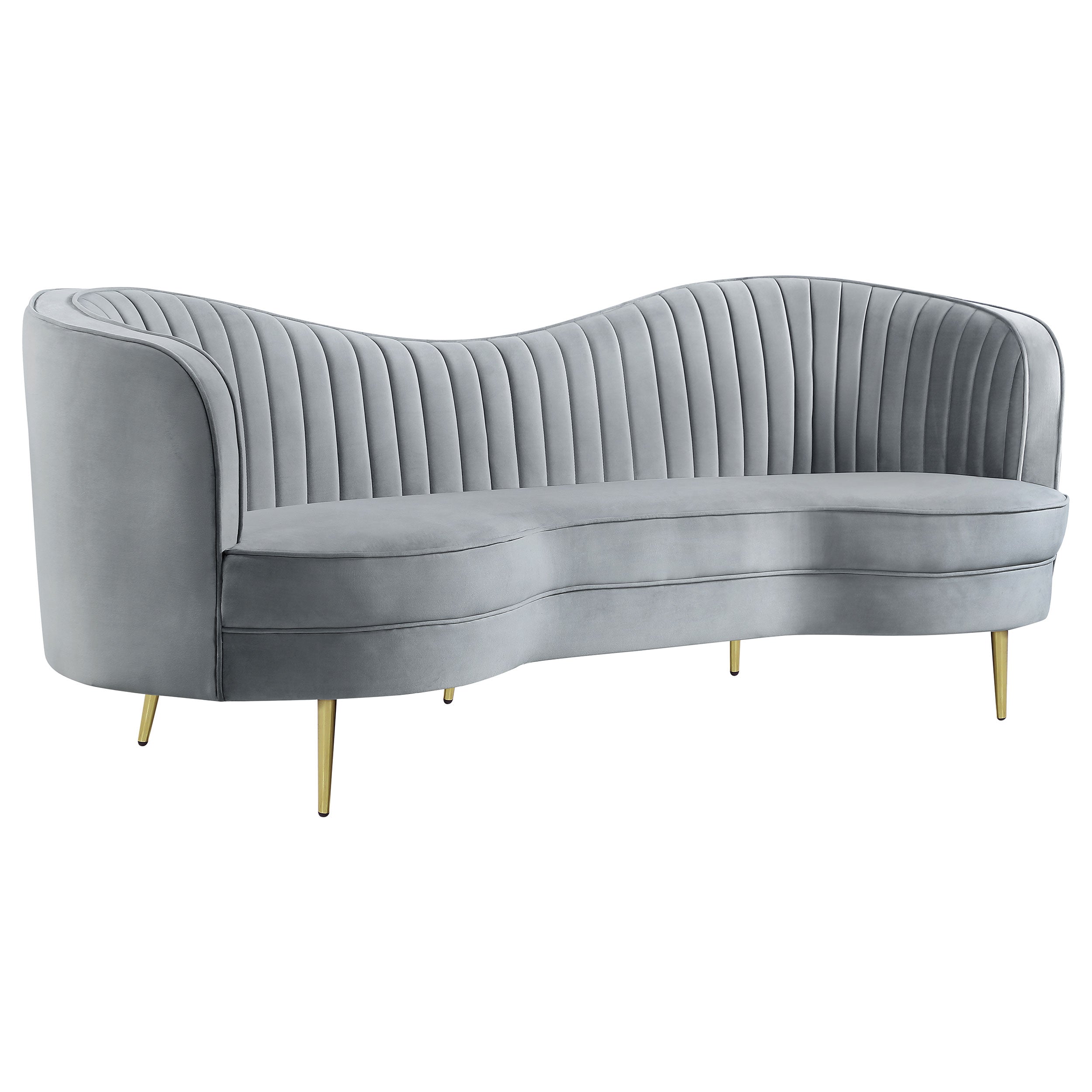 Sophia Upholstered Channel Tufted Sofa Set Blue