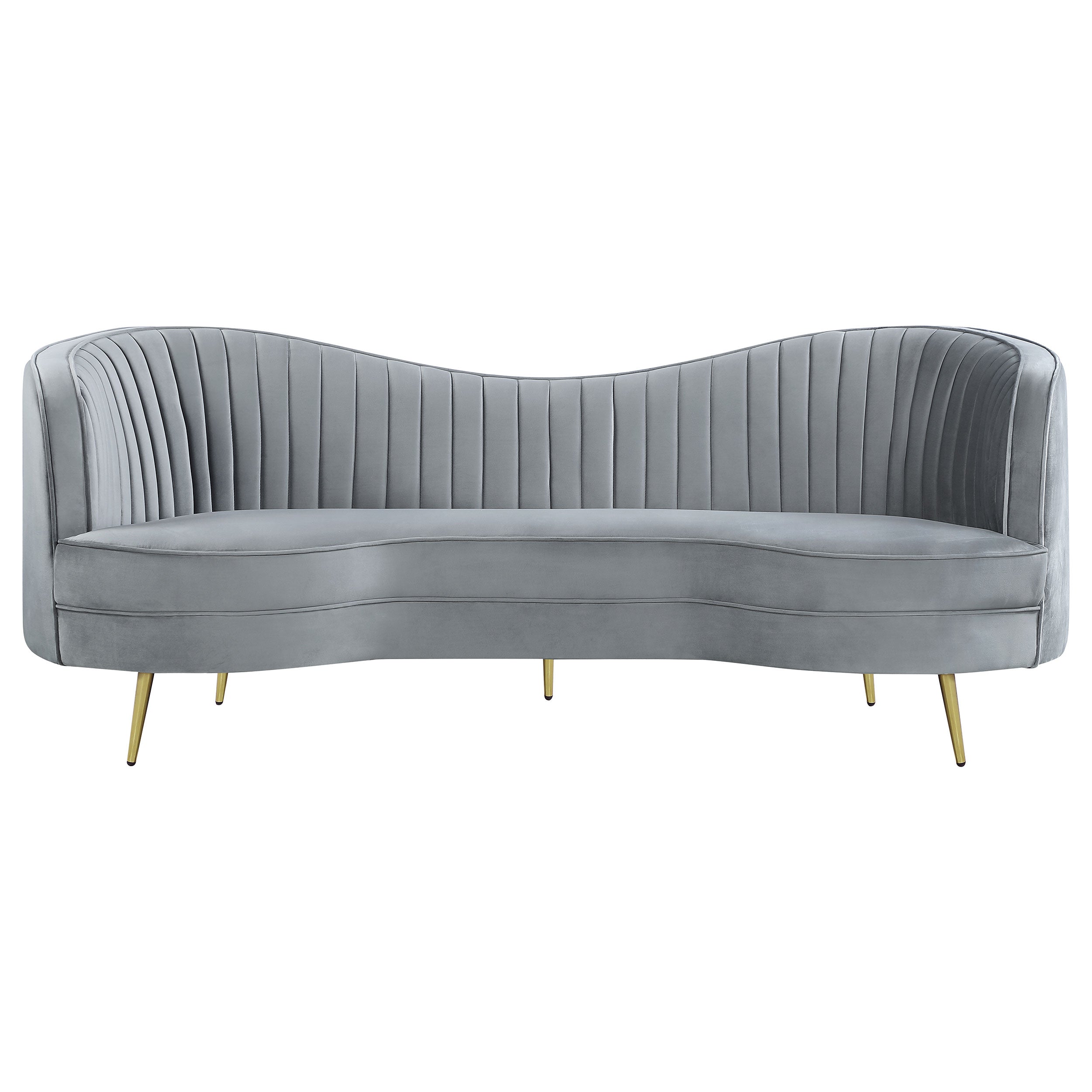 Sophia Upholstered Channel Tufted Sofa Set Blue