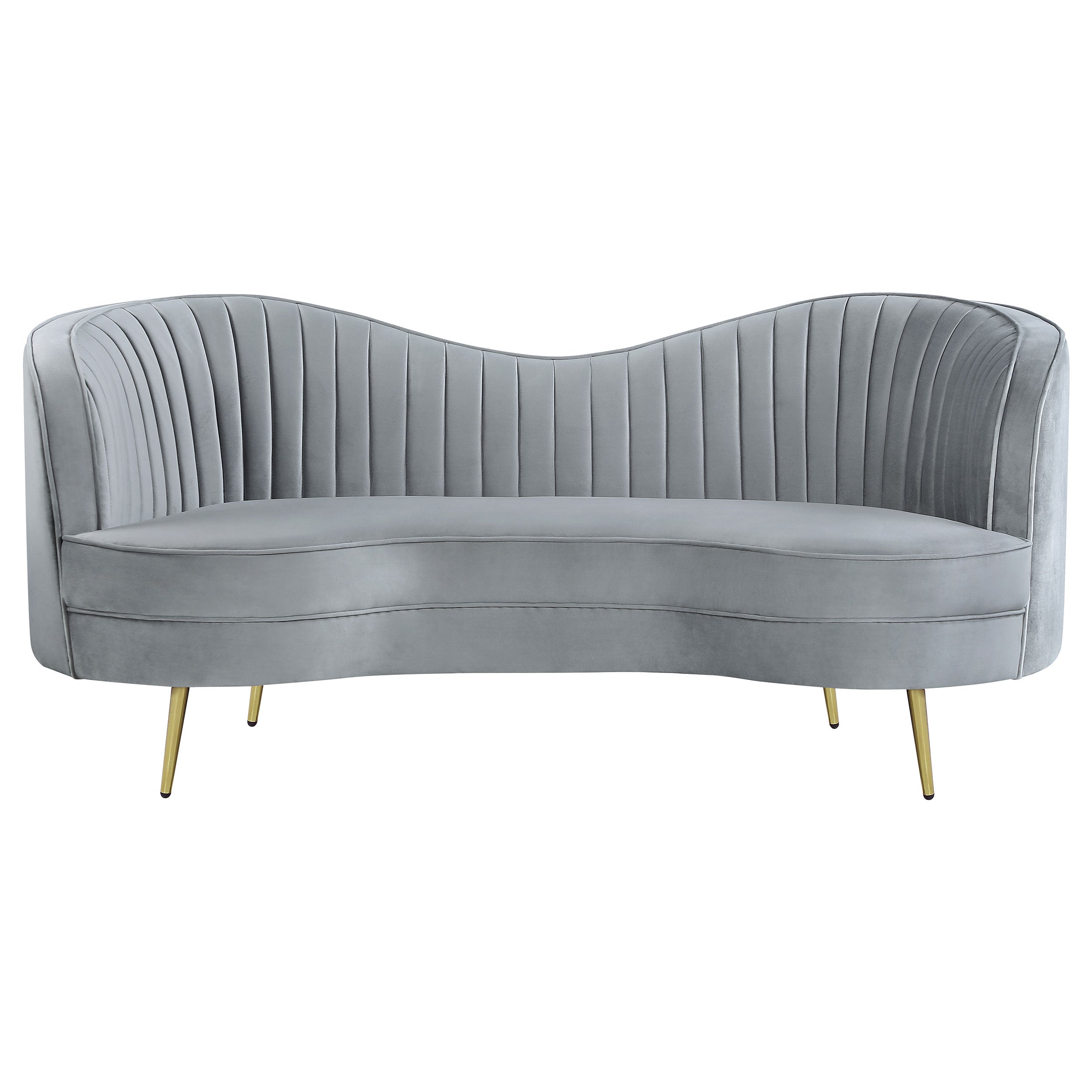 Sophia Upholstered Channel Tufted Sofa Set Blue
