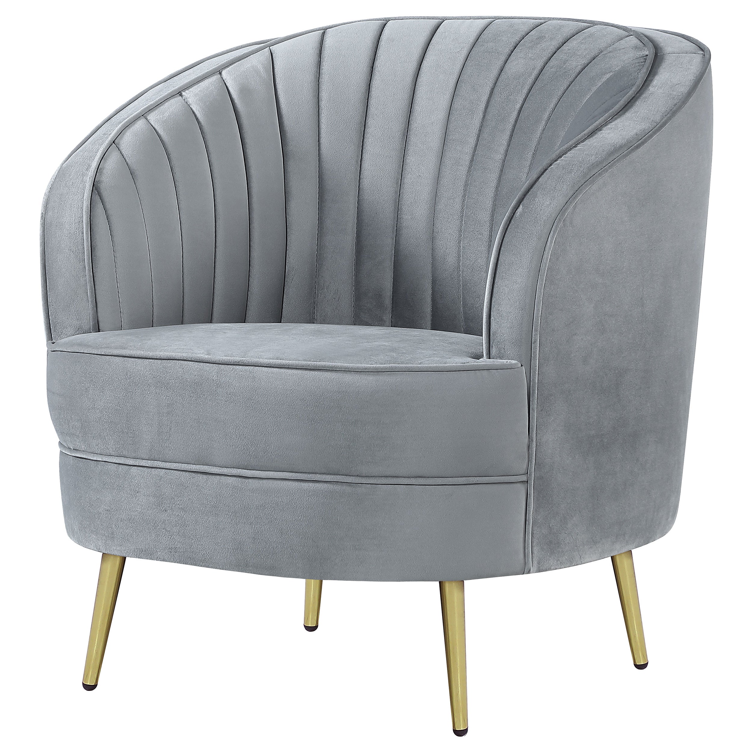 Sophia Upholstered Channel Tufted Barrel Accent Chair Blue