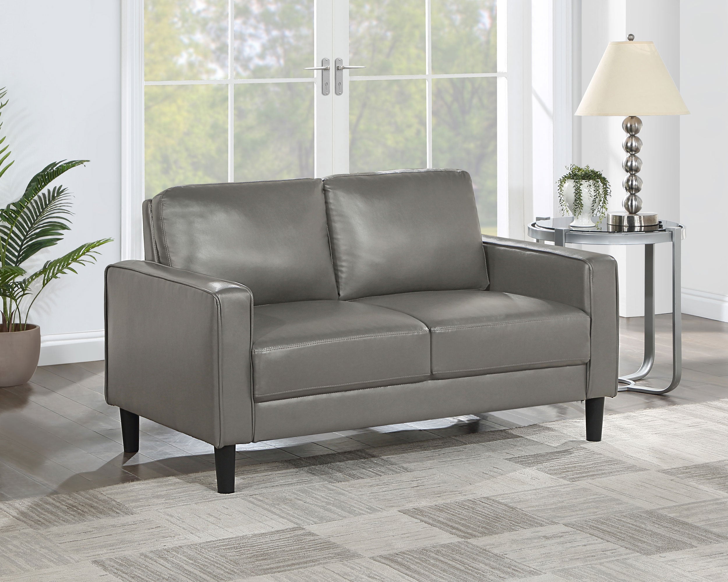 Ruth Upholstered Track Arm Loveseat Black