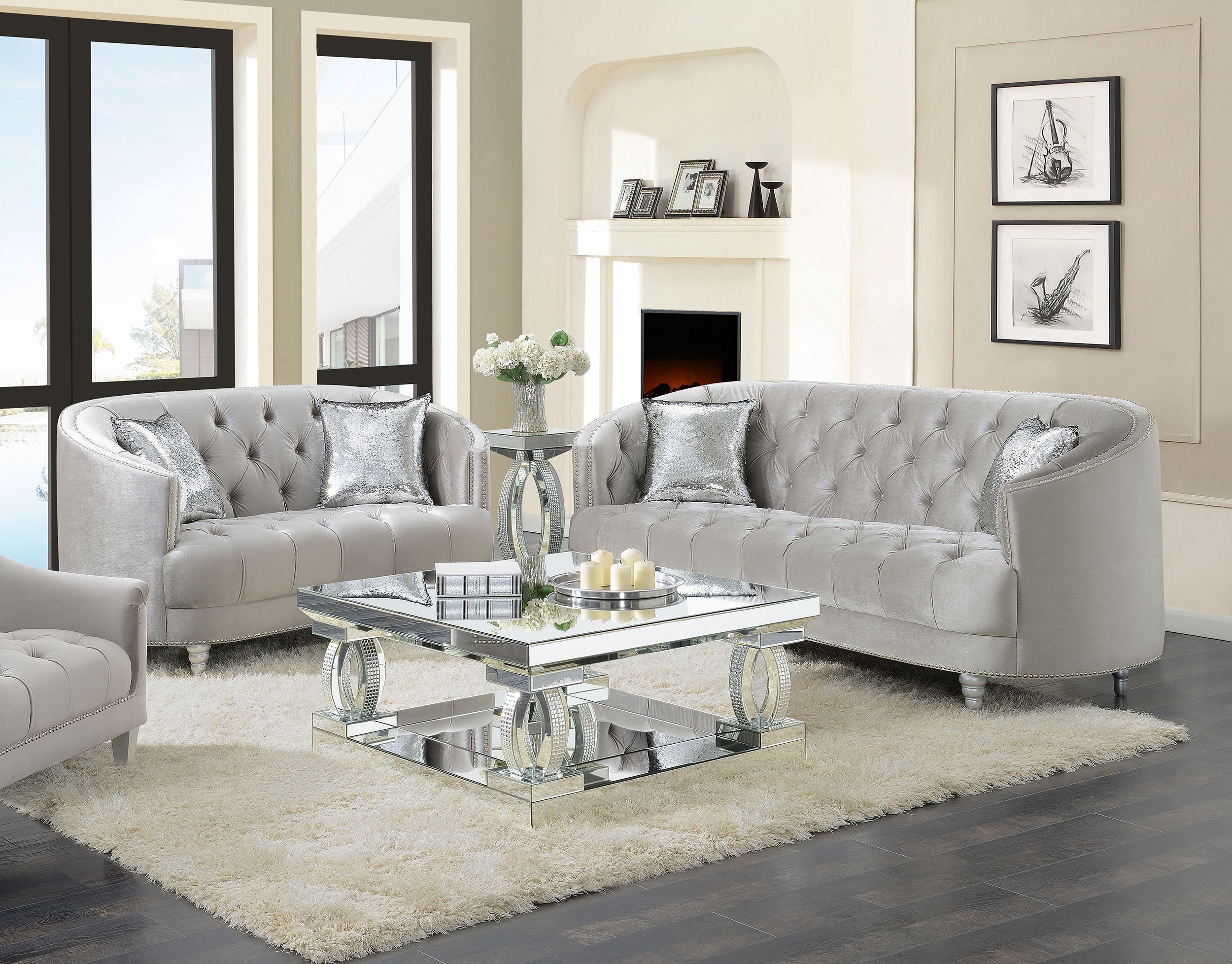 Avonlea 2-piece Tufted Living Room Set Grey