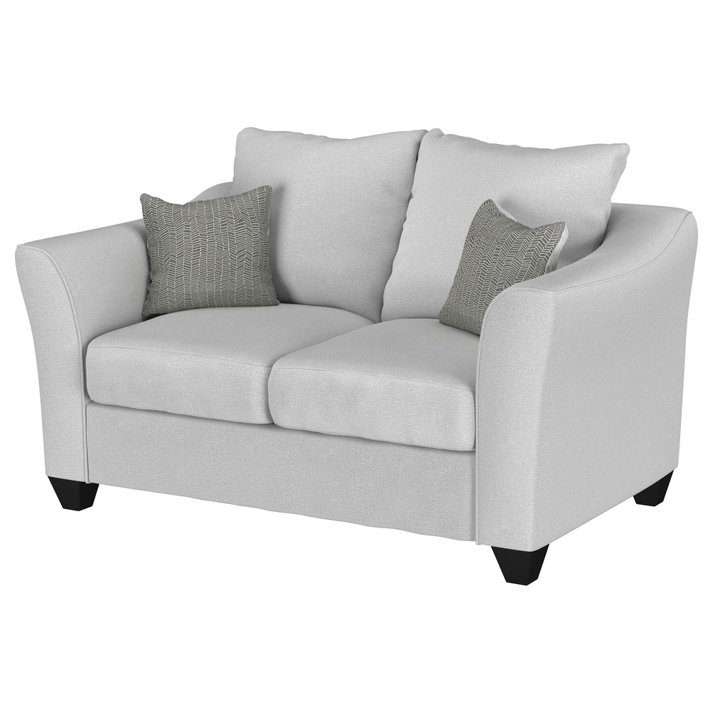 Salizar Upholstered Track Arm Fabric Loveseat Grey Mist