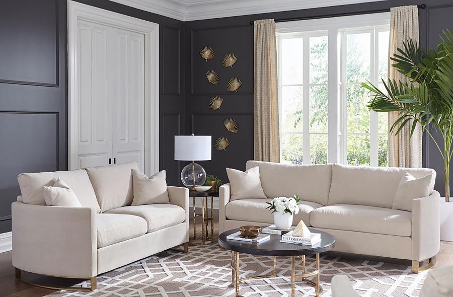 Corliss Velvet Upholstered Sofa Set