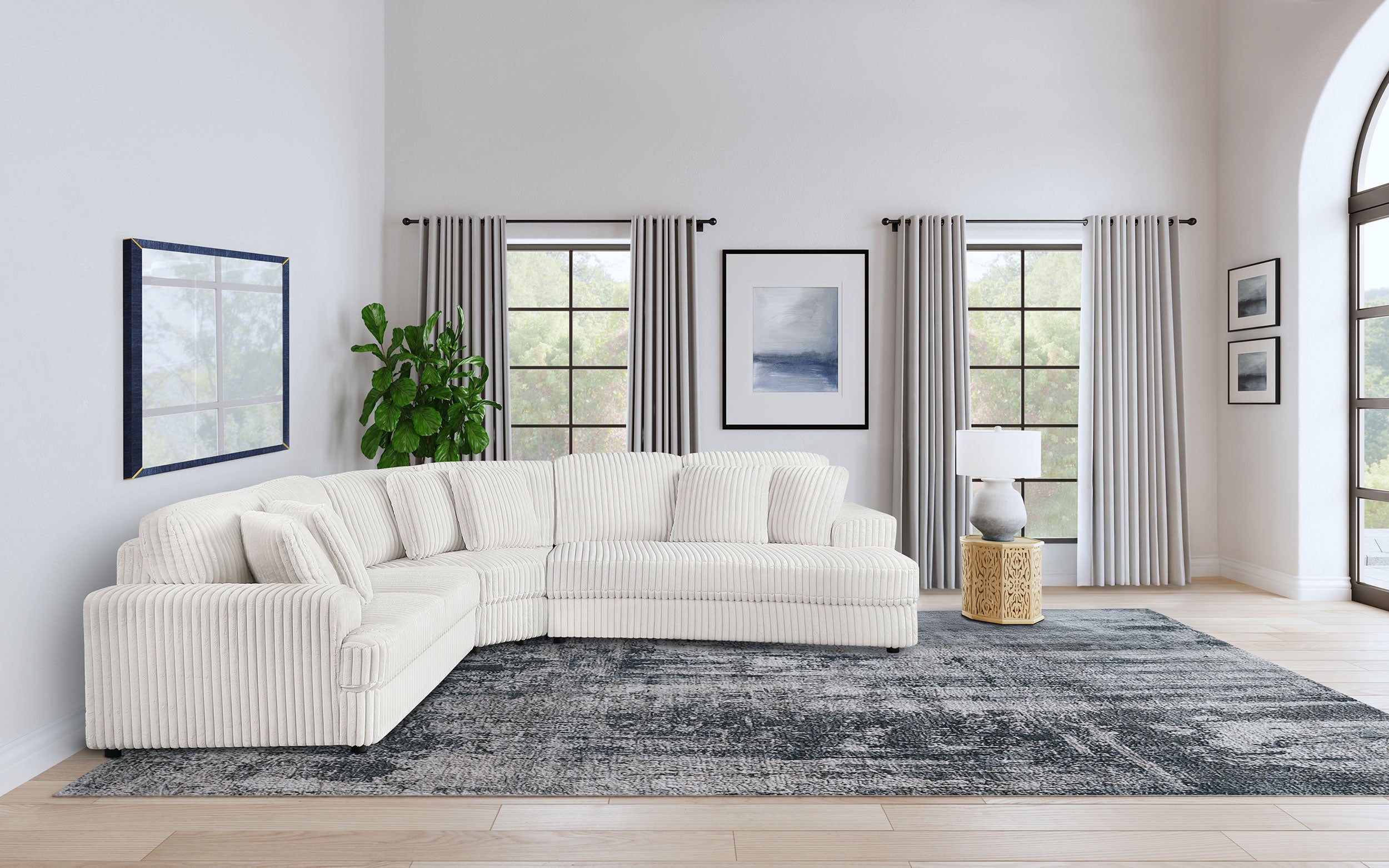 Emberson  Upholstered Modular Sectional Sofa Ivory