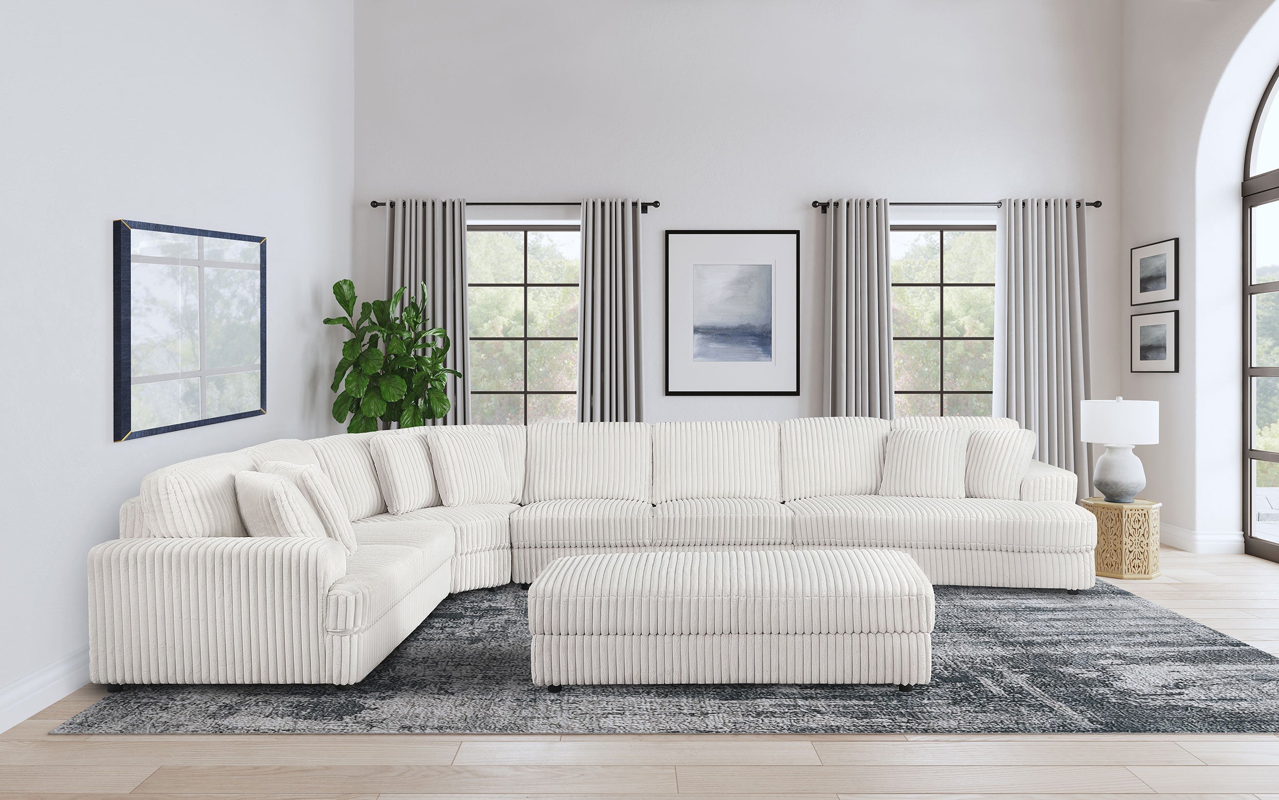 Emberson  Upholstered Modular Sectional Sofa Ivory