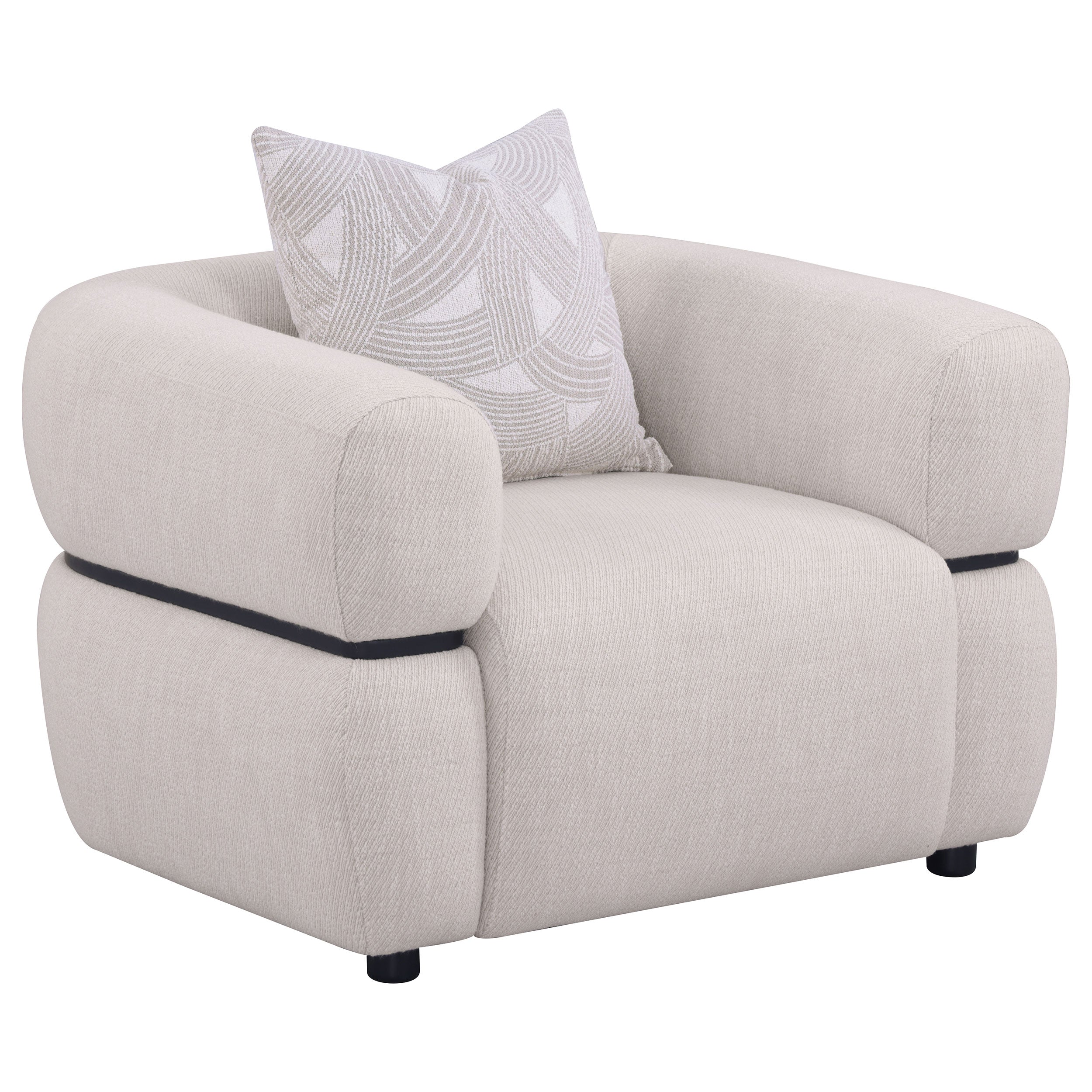 Jeanette Fabric Upholstered Round Arm Accent Chair Beige