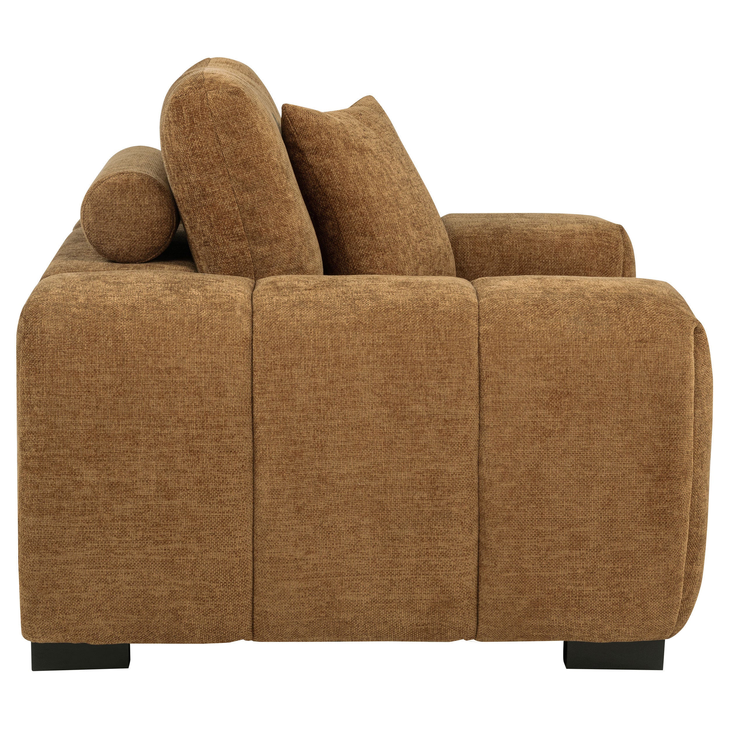 Octavia Fabric Upholstered Track Arm Accent Chair Amber