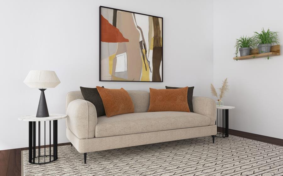 Jade Chenille Upholstered Sculpted Track Arm Sofa