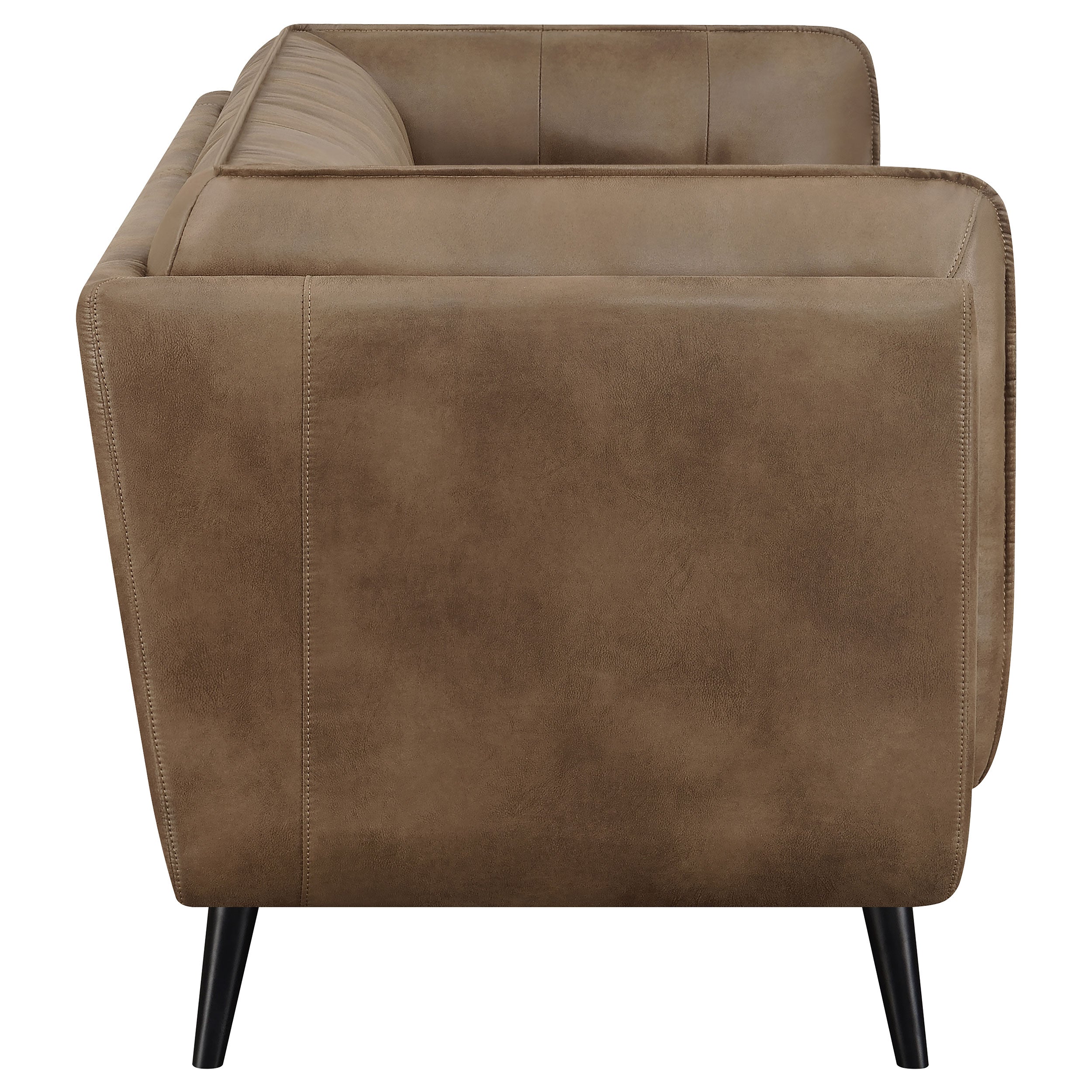 Thatcher Upholstered Tuxedo Arm Sofa Set Brown