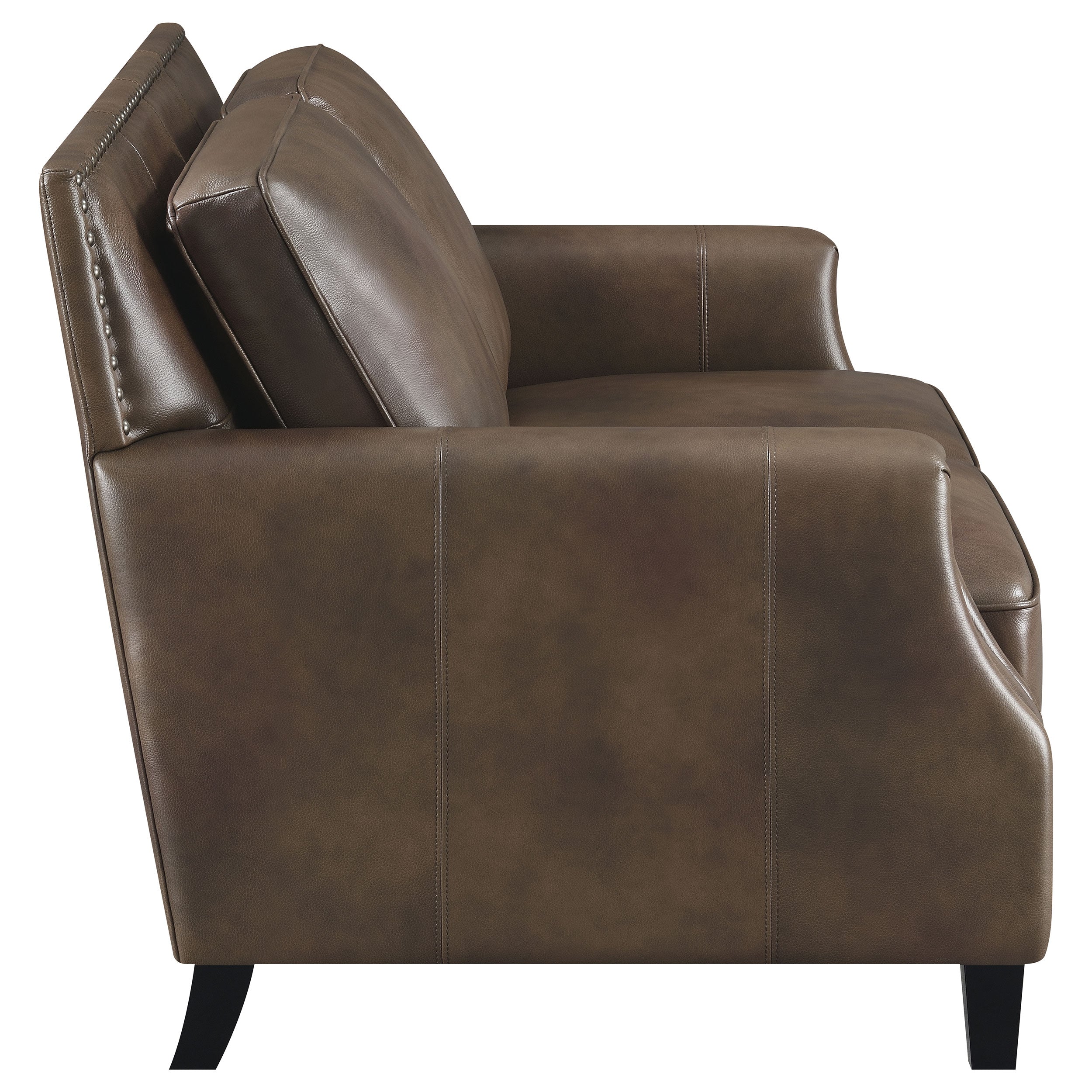 Leaton Upholstered Recessed Arm Sofa Set Brown Sugar