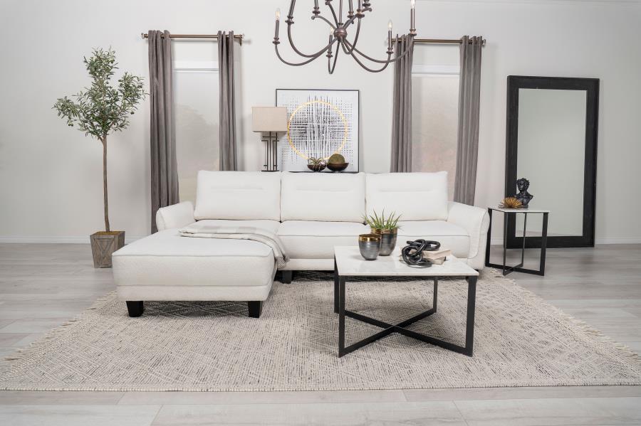 Caspian Upholstered Curved Arm Chaise Sectional Sofa