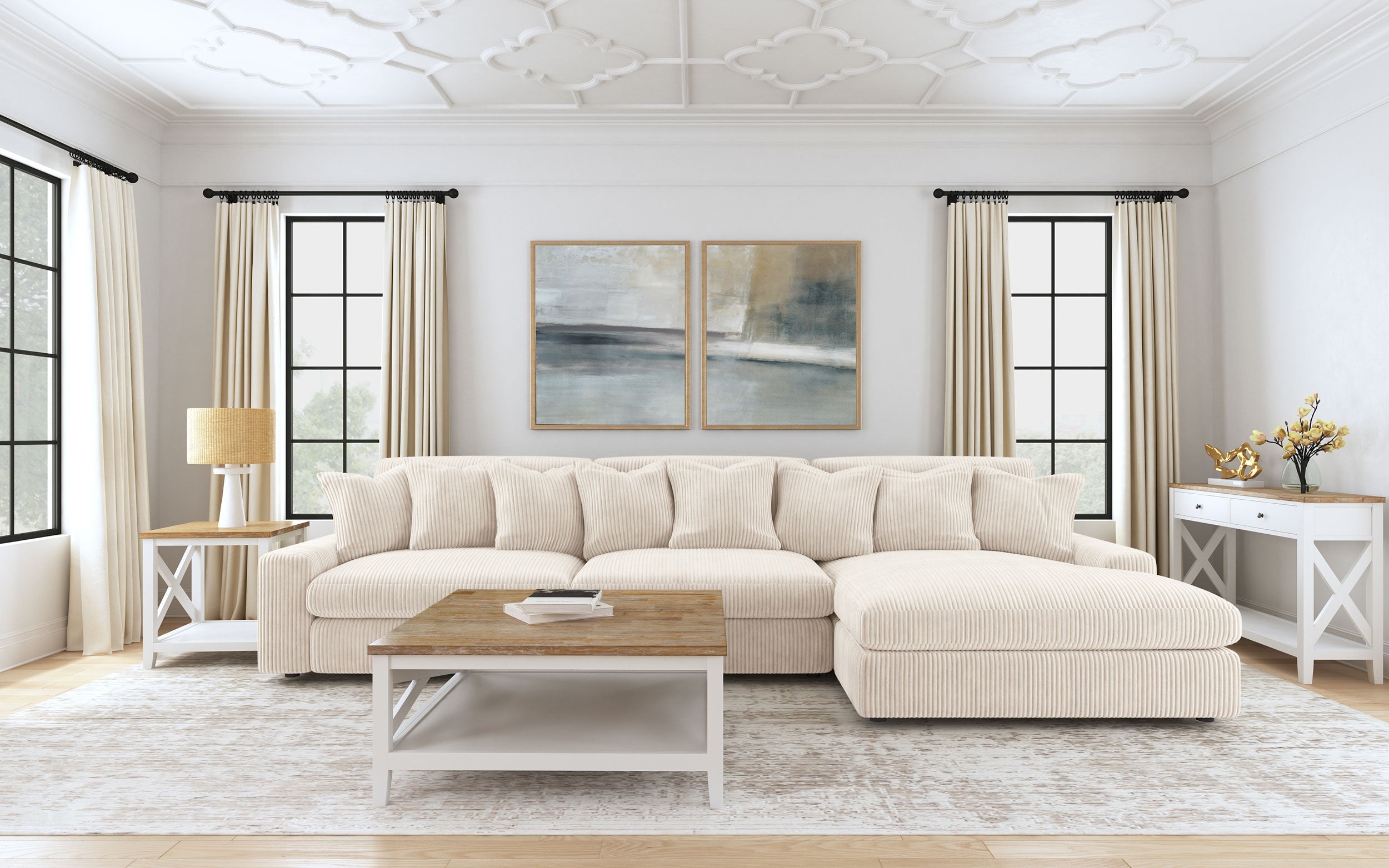 Blaine Upholstered Reversible Chaise Sectional Sofa Fog