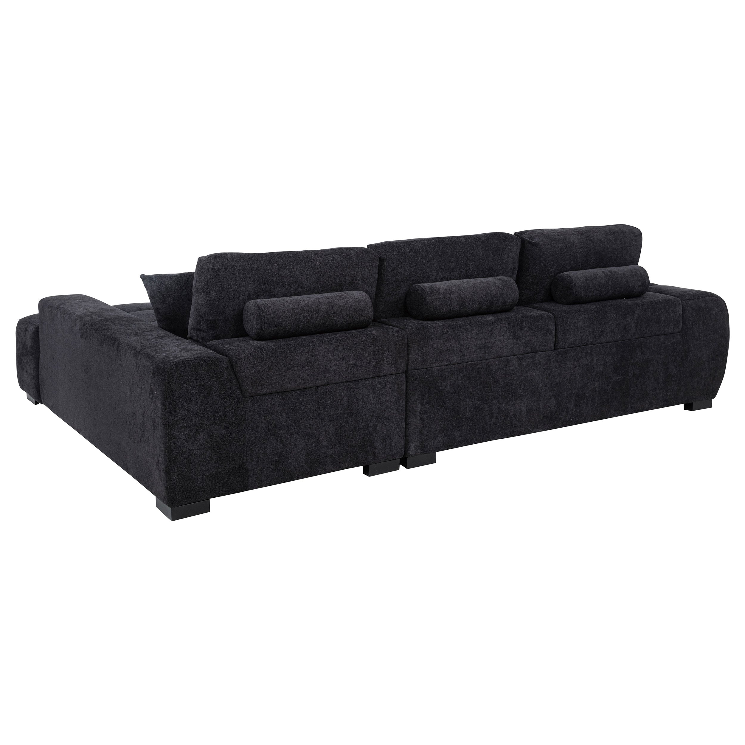 Octavia Fabric Upholstered Track Arm Sectional Sofa Black