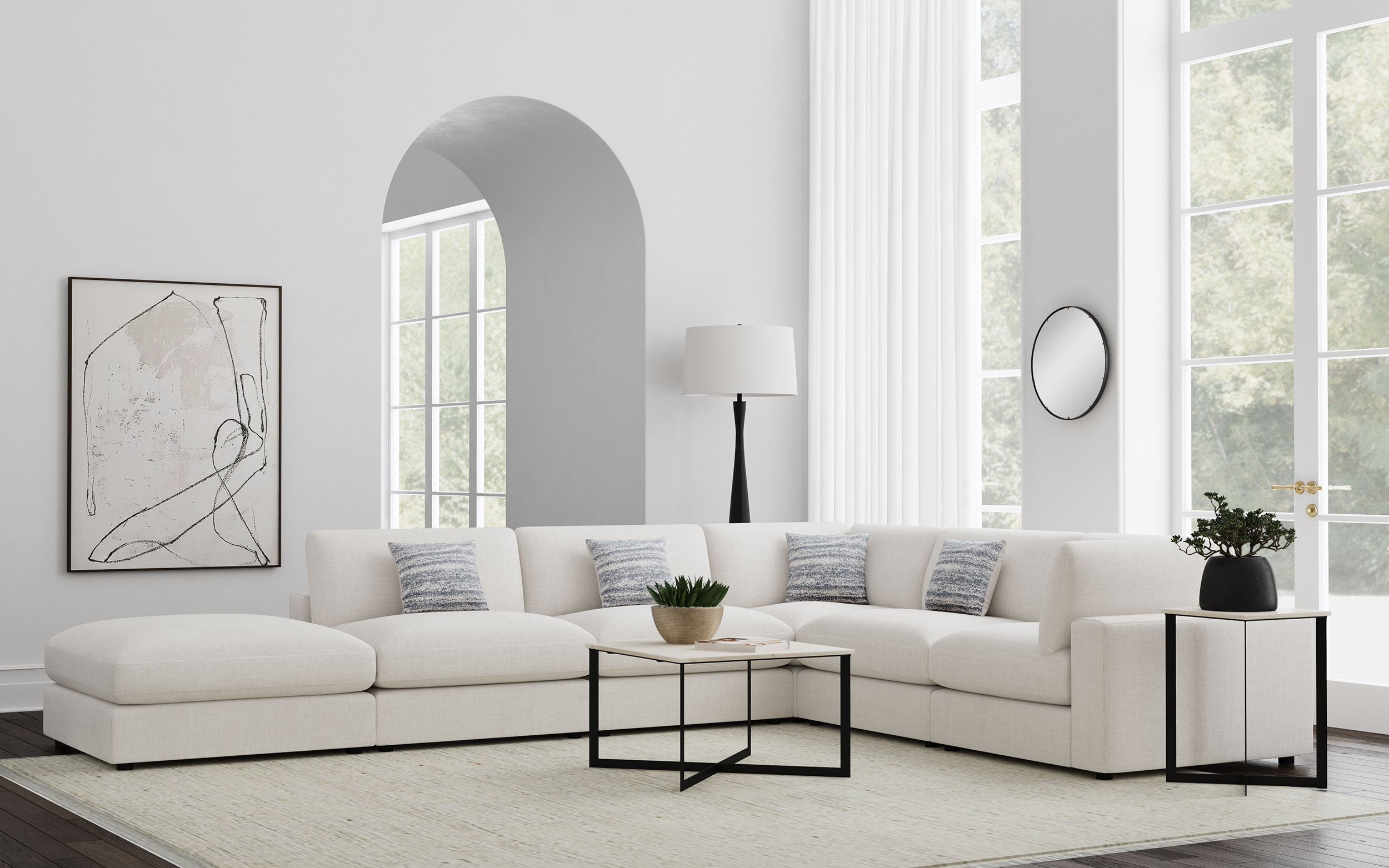 Serene  Upholstered Modular Sectional Sofa Beige