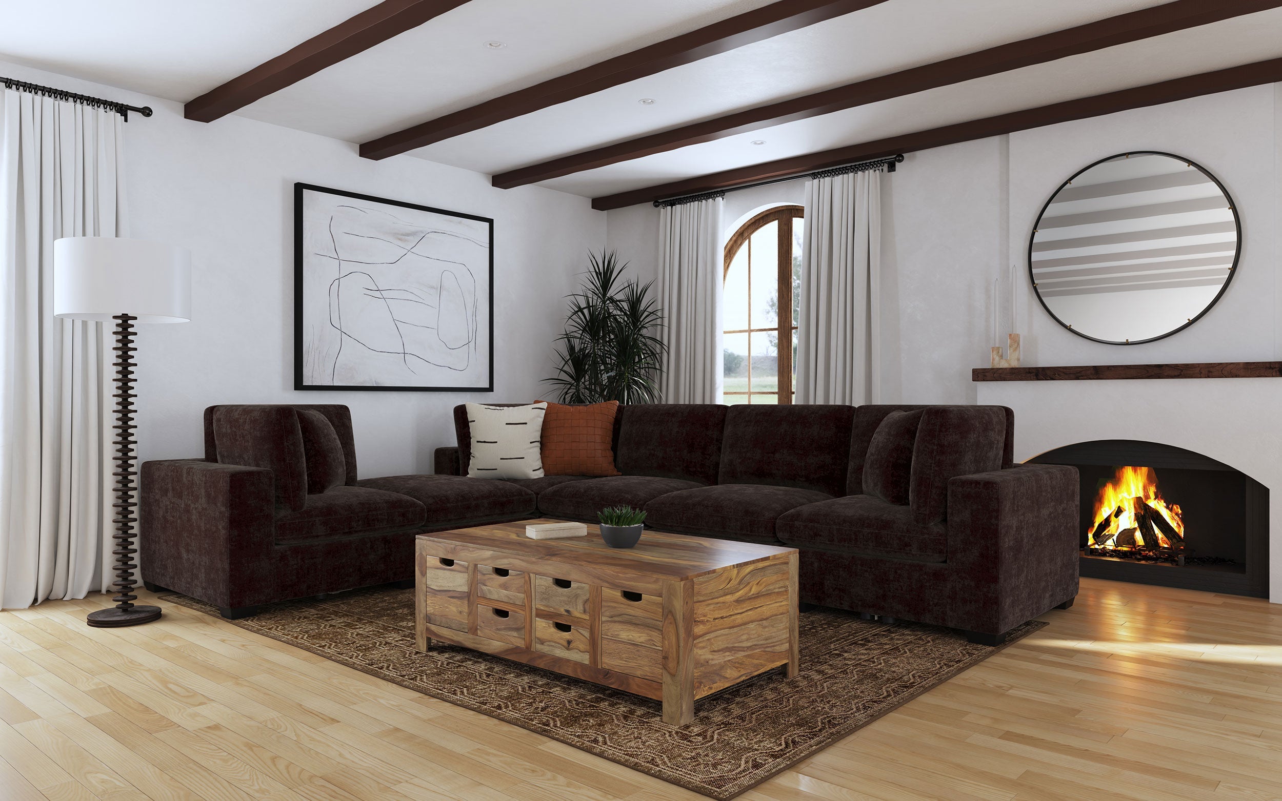 Lakeview  Upholstered Modular Sectional Chocolate
