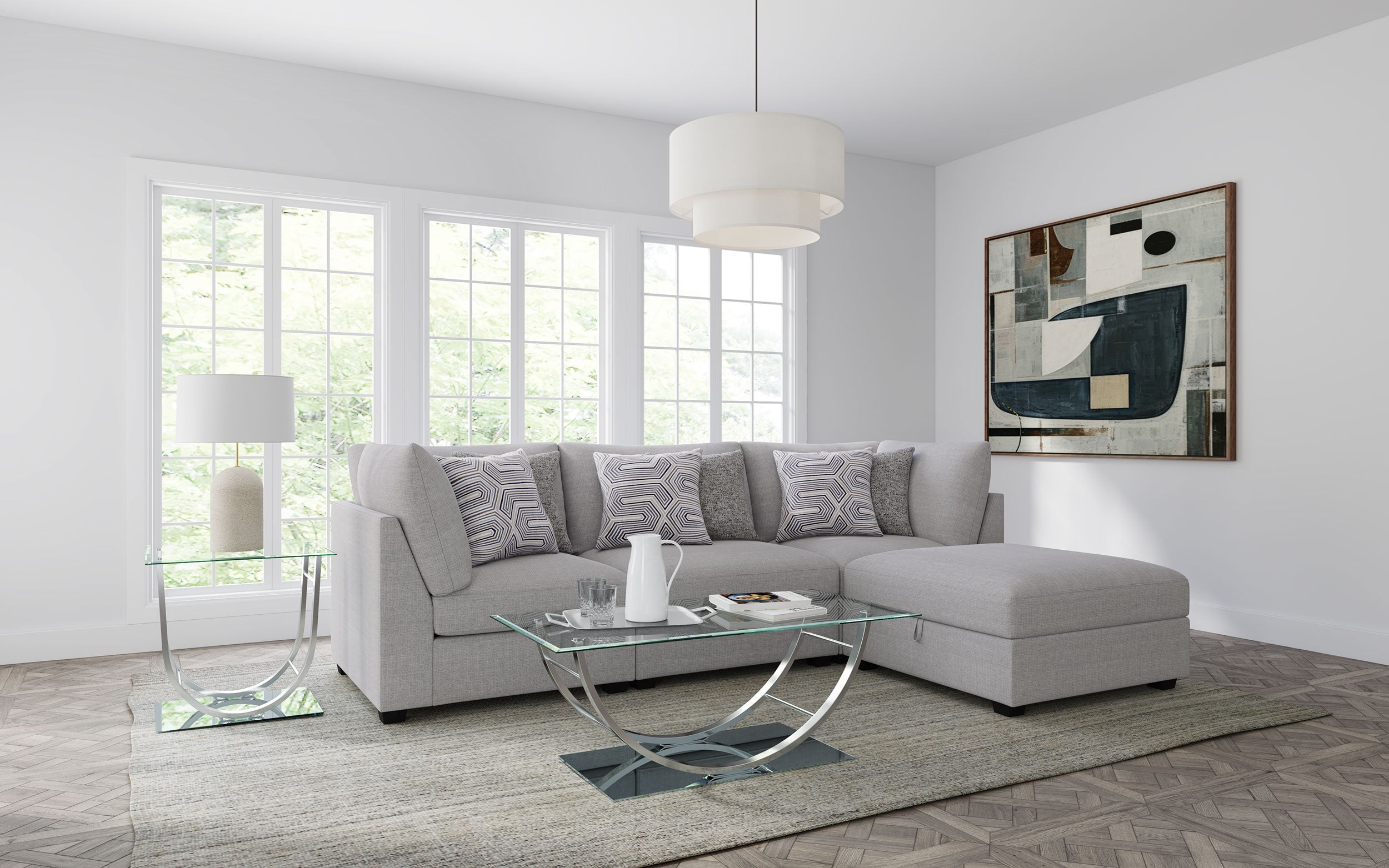 Cambria  Upholstered Modular Sectional Sofa Grey