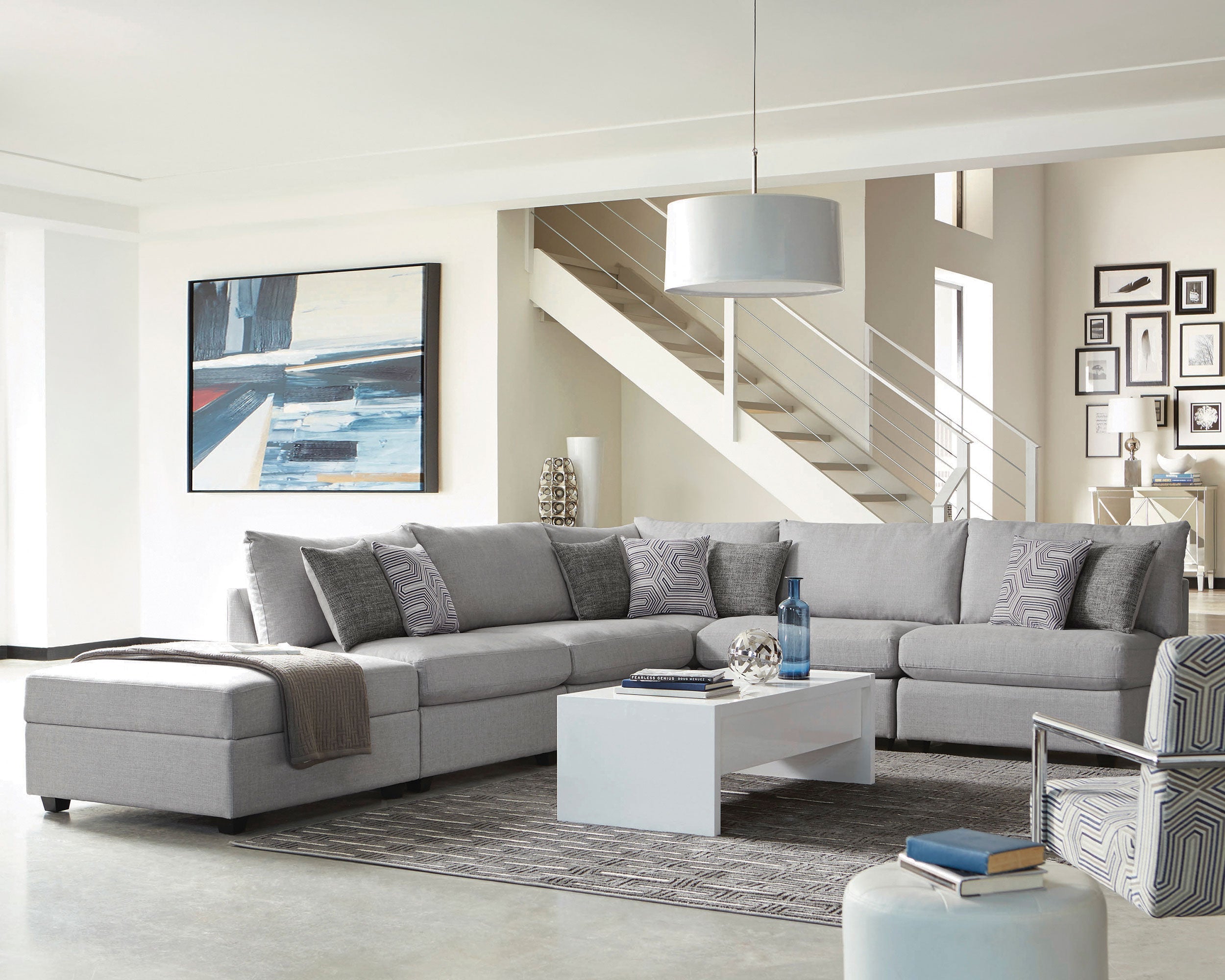 Cambria  Upholstered Modular Sectional Sofa Grey