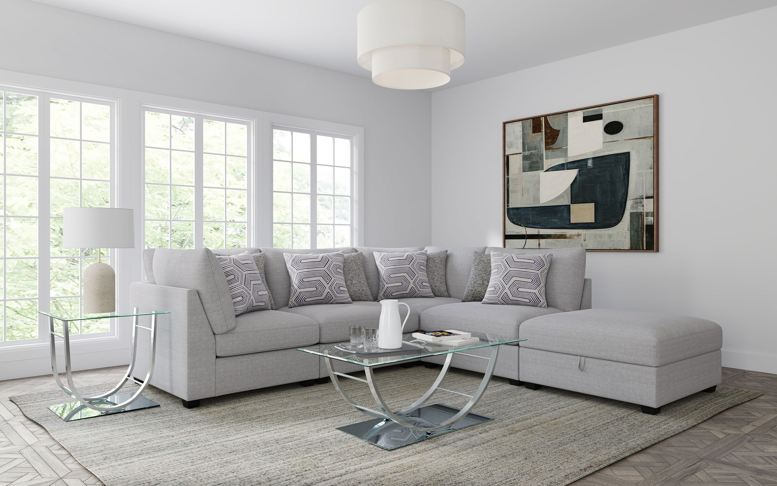 Cambria  Upholstered Modular Sectional Sofa Grey