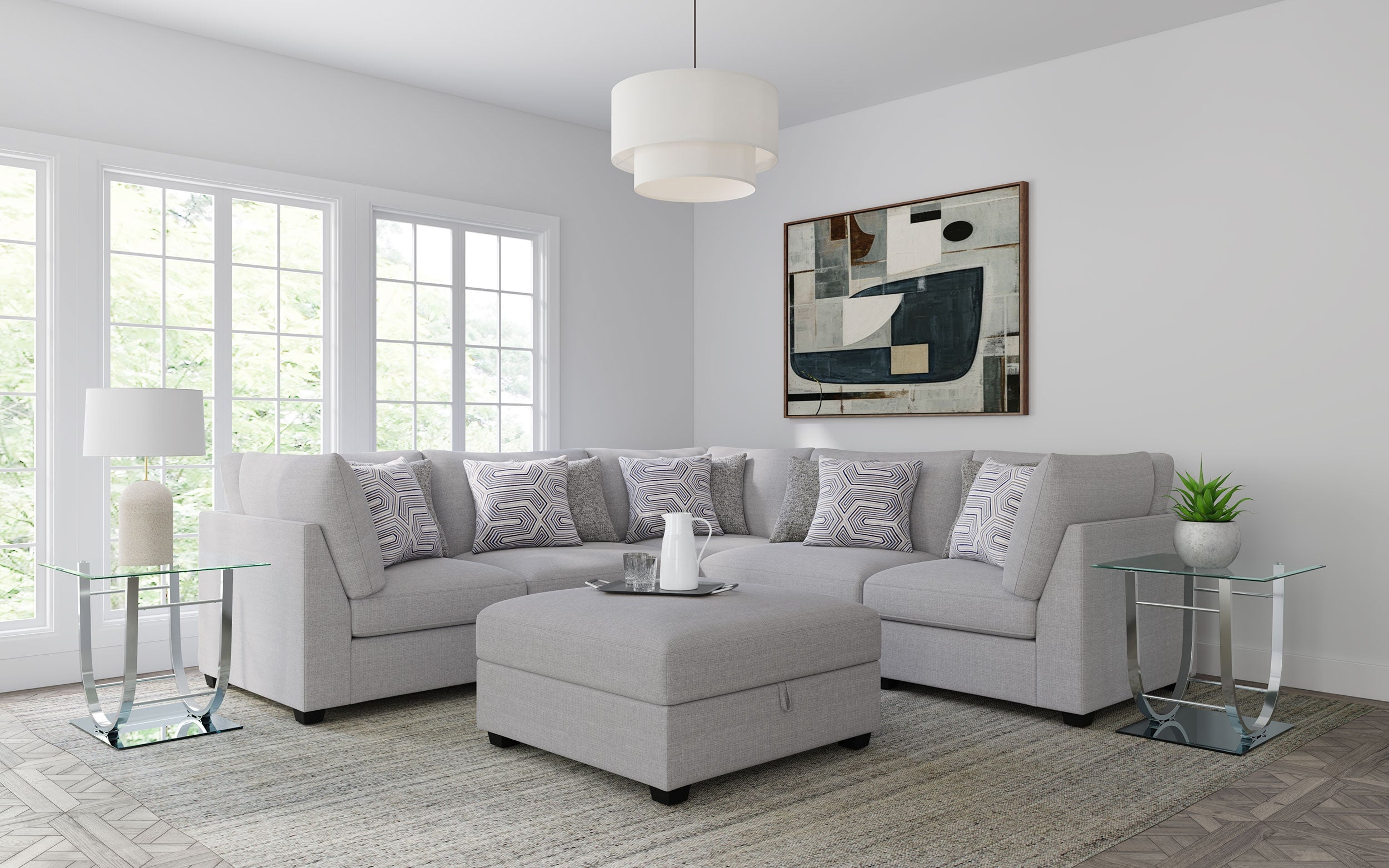 Cambria  Upholstered Modular Sectional Sofa Grey