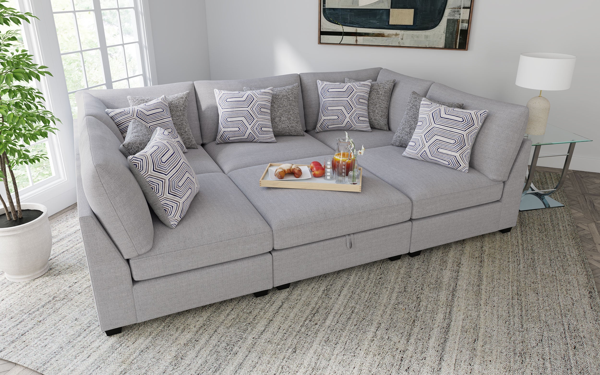 Cambria  Upholstered Modular Sectional Sofa Grey