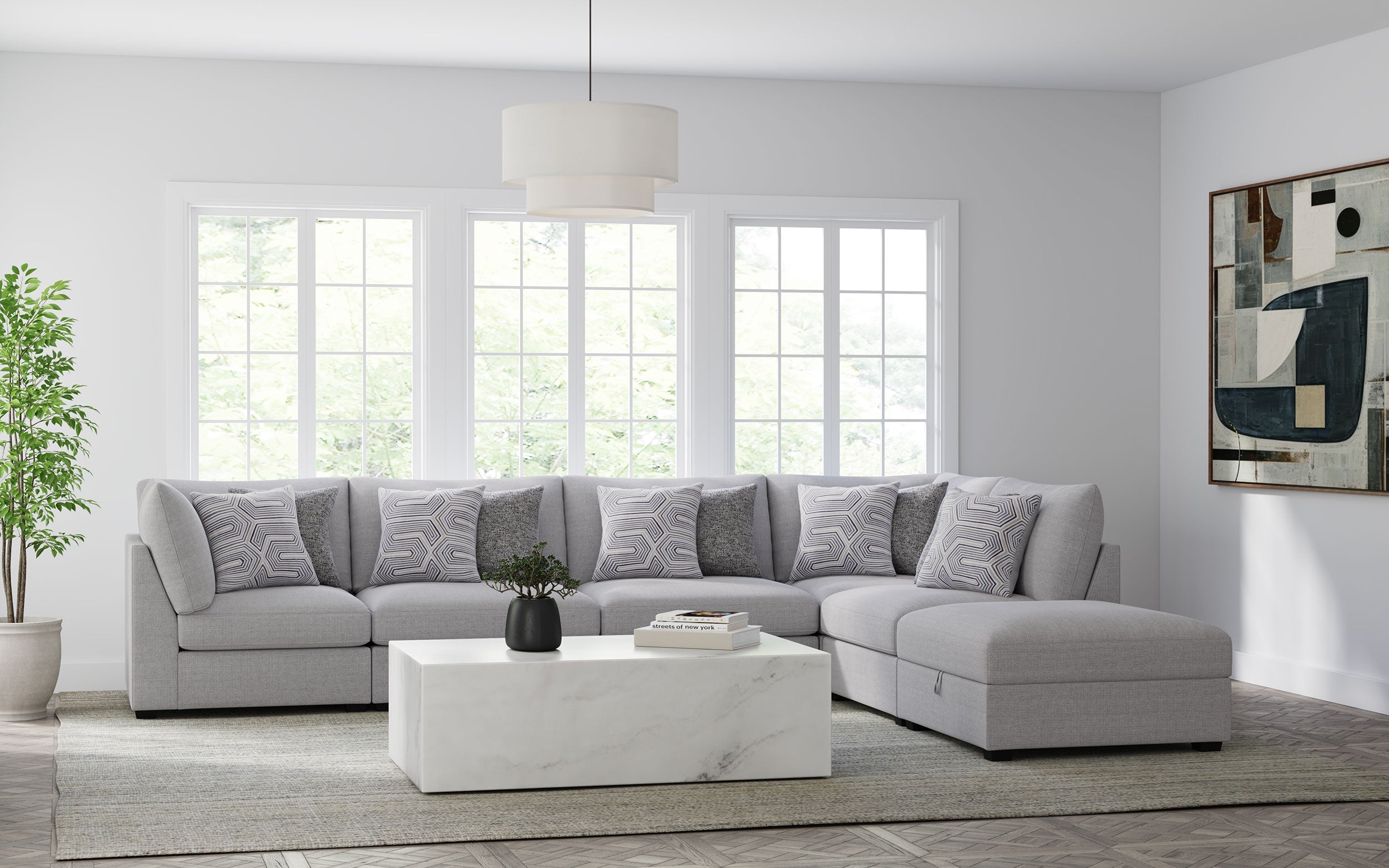 Cambria  Upholstered Modular Sectional Sofa Grey