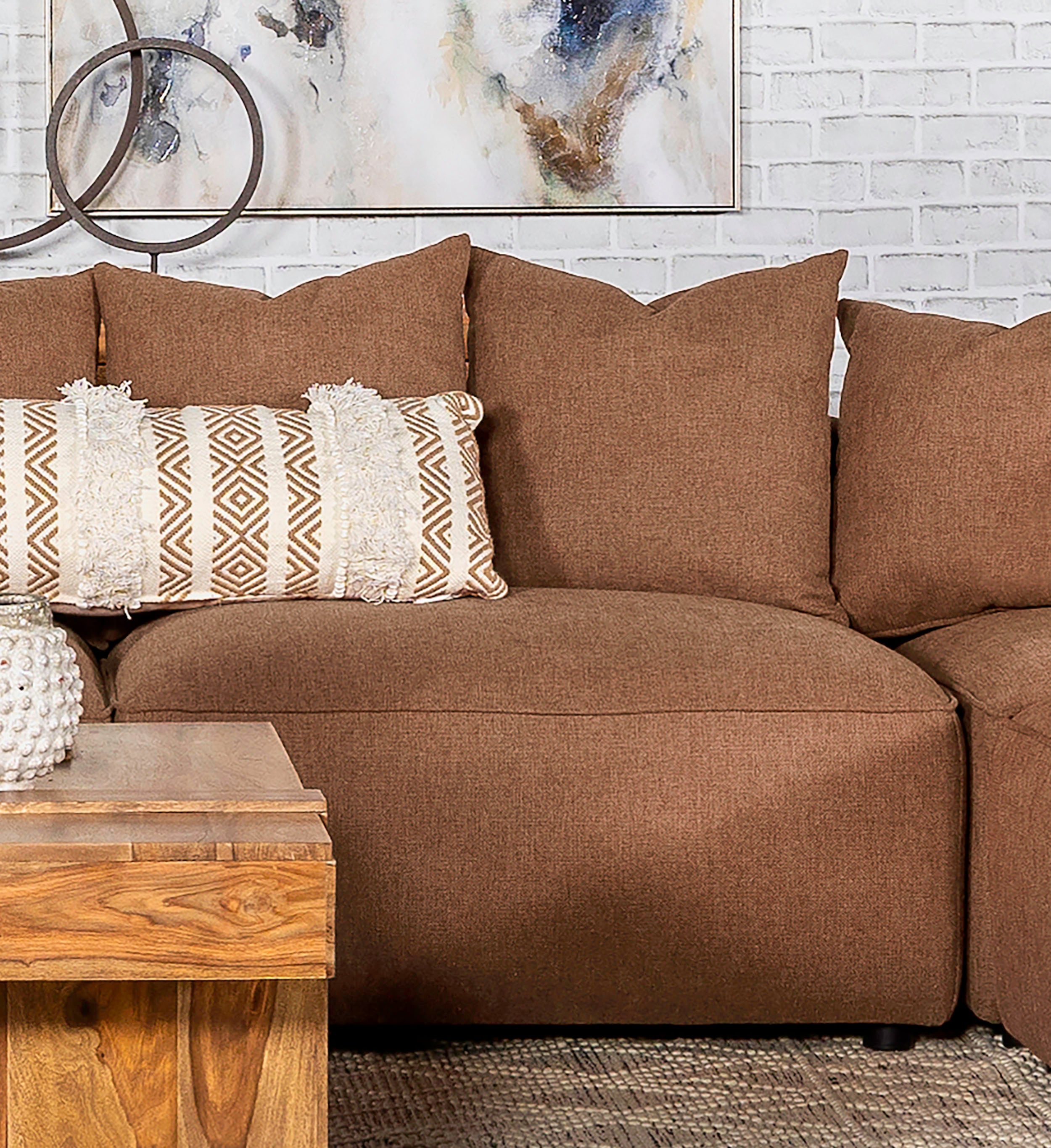 Jennifer Upholstered Tight Back Armless Chair Terracotta