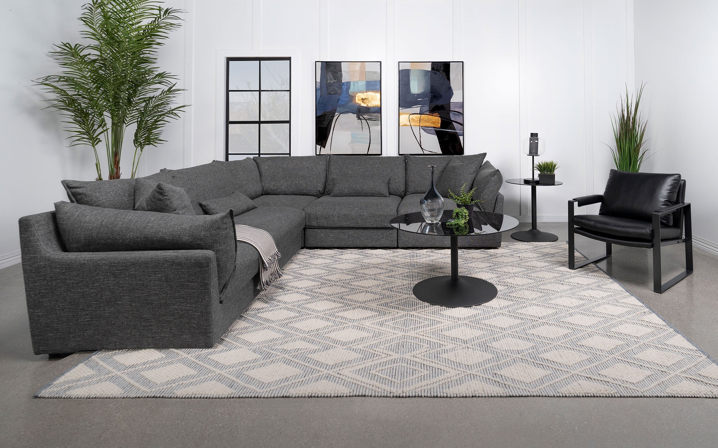 Sasha  Upholstered Modular Sectional Barely Black