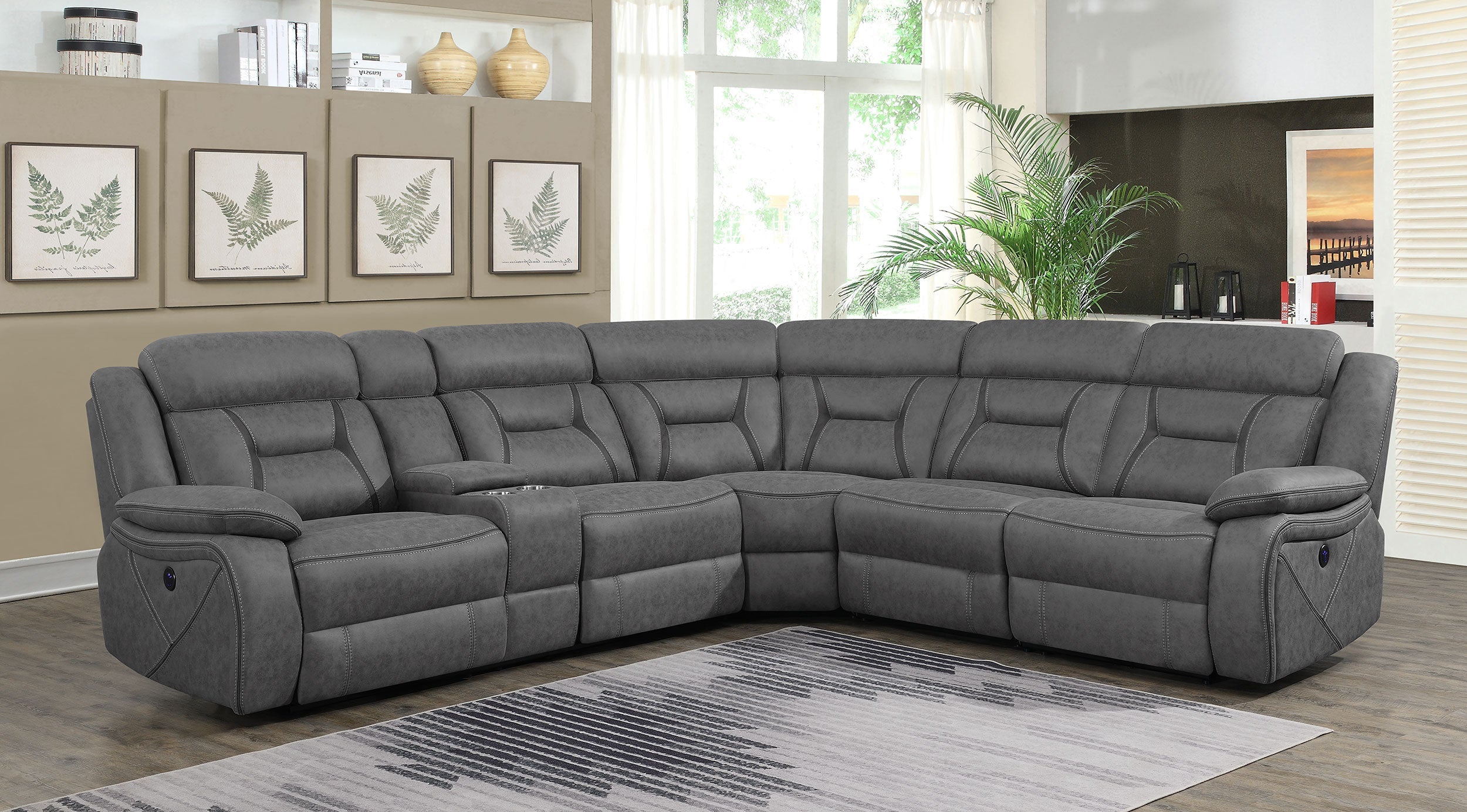 Higgins Upholstered Power Sectional Grey