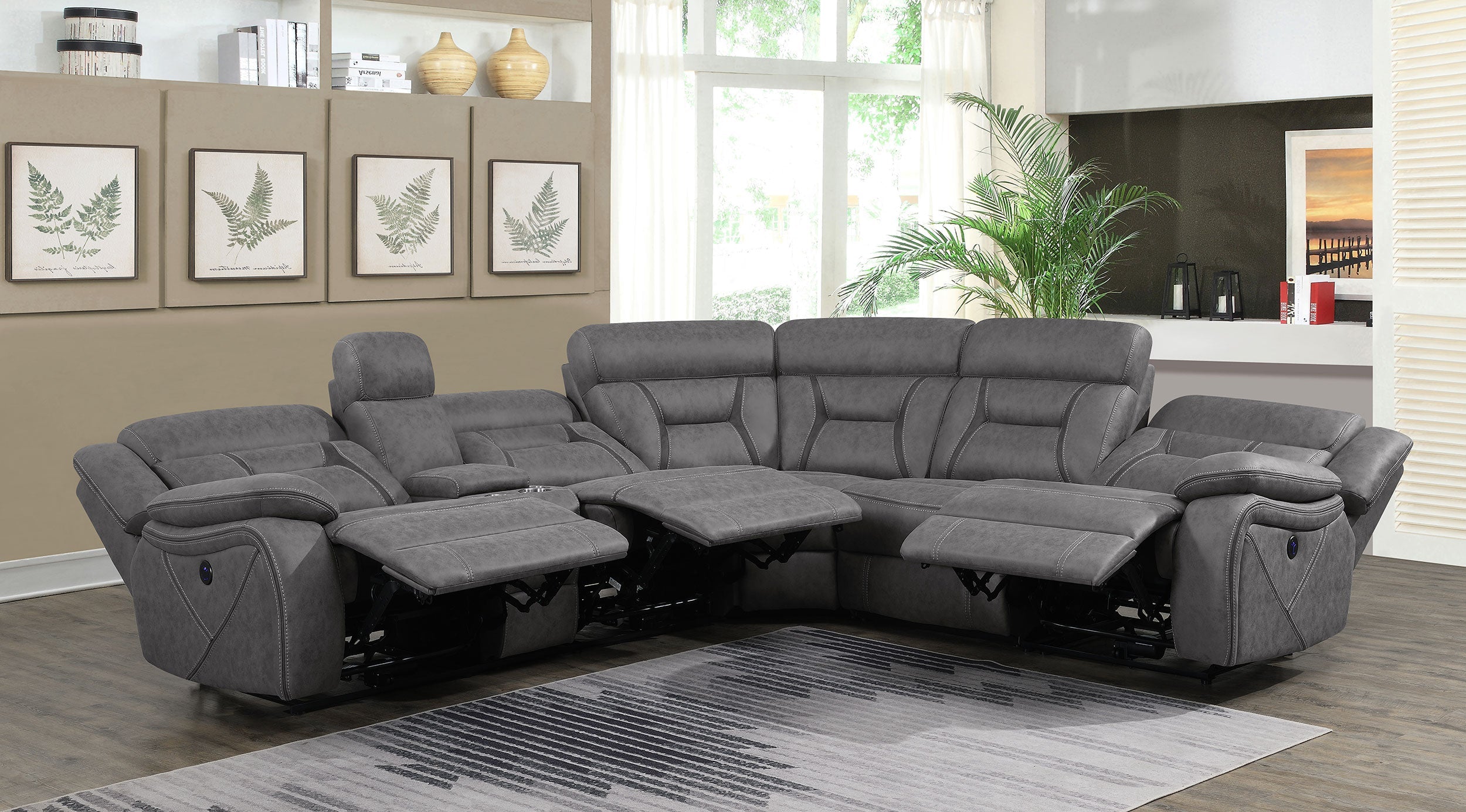 Higgins Upholstered Power Sectional Grey
