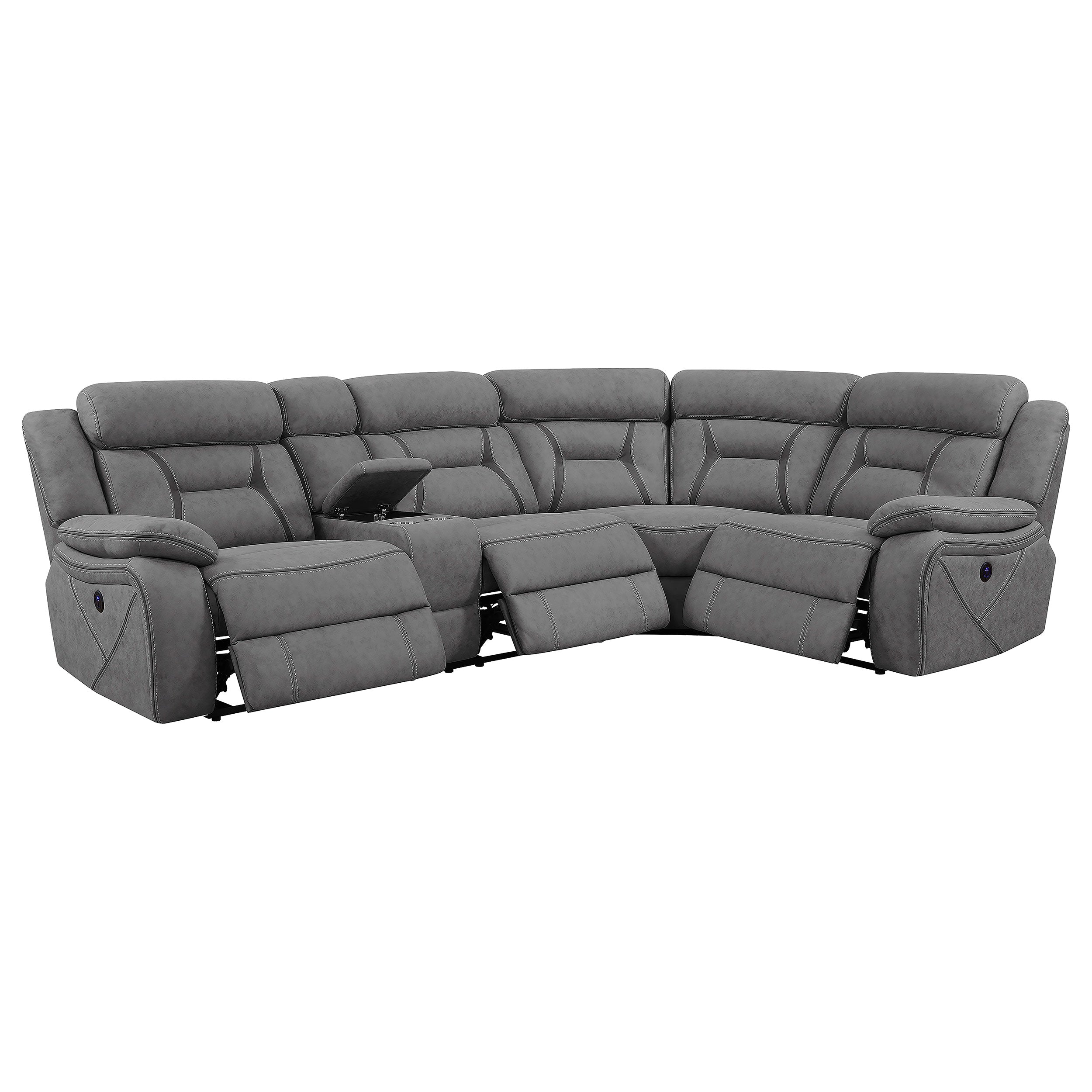 Higgins Upholstered Power Sectional Grey