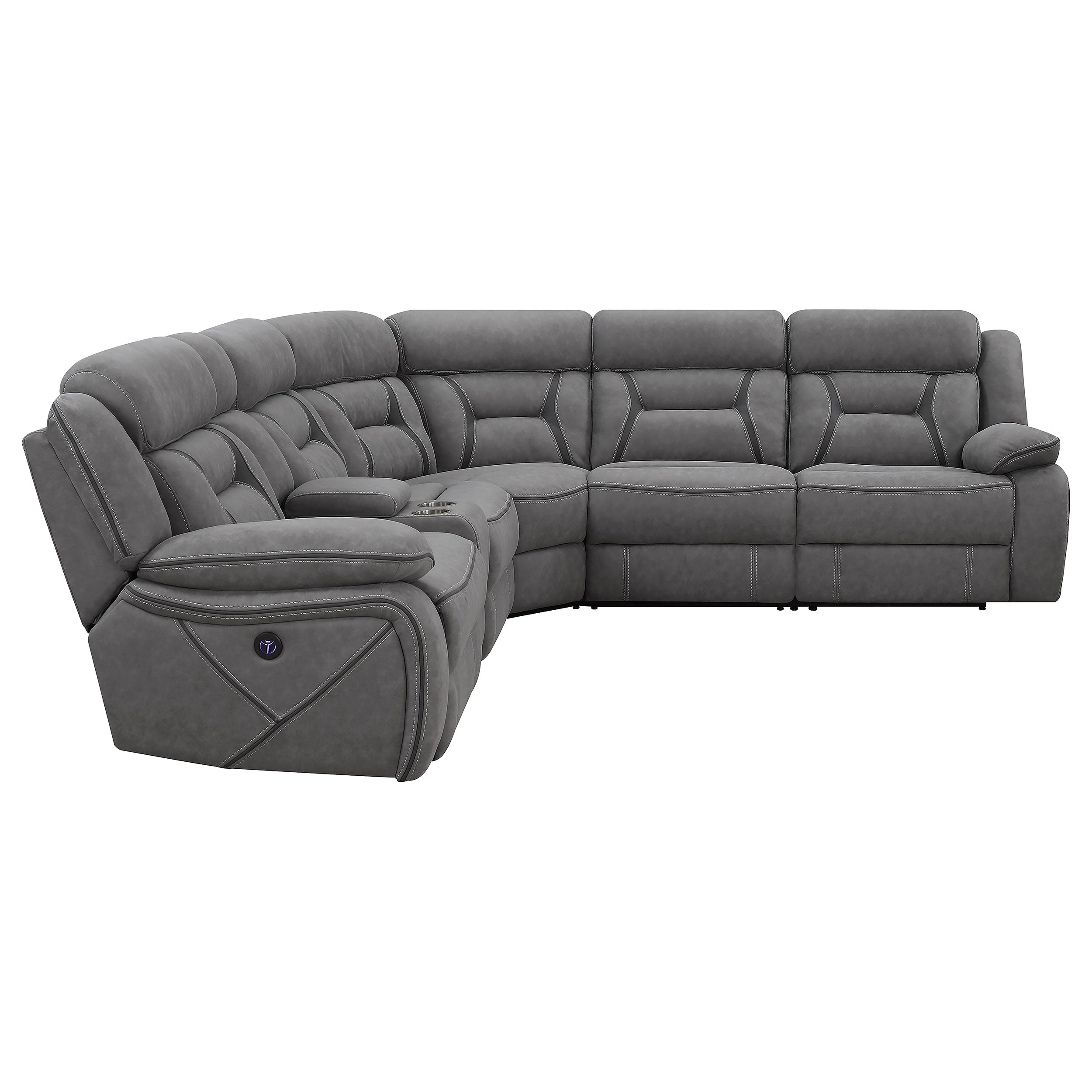 Higgins Upholstered Power Sectional Grey