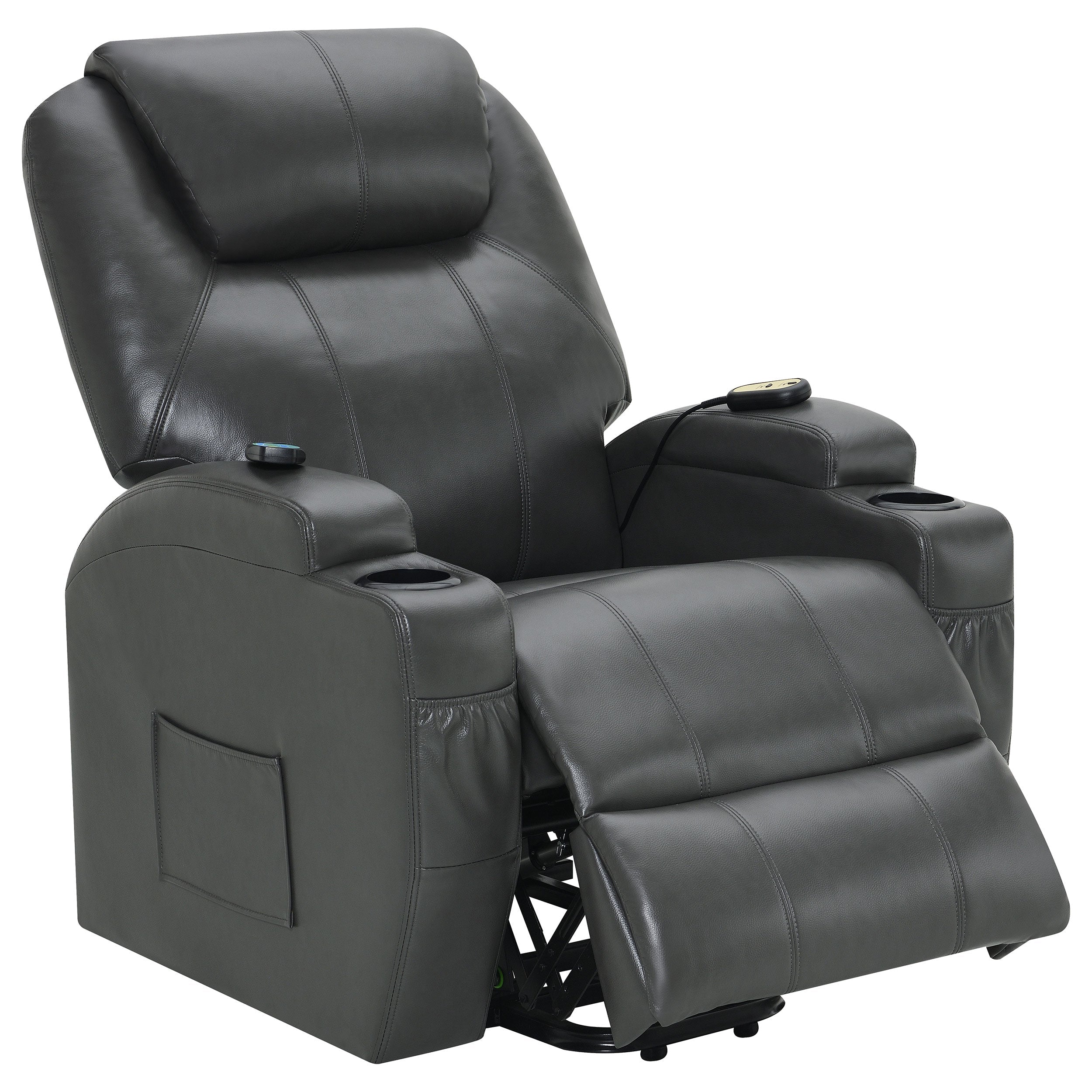 Sanger Upholstered Power Lift Massage Recliner Champagne