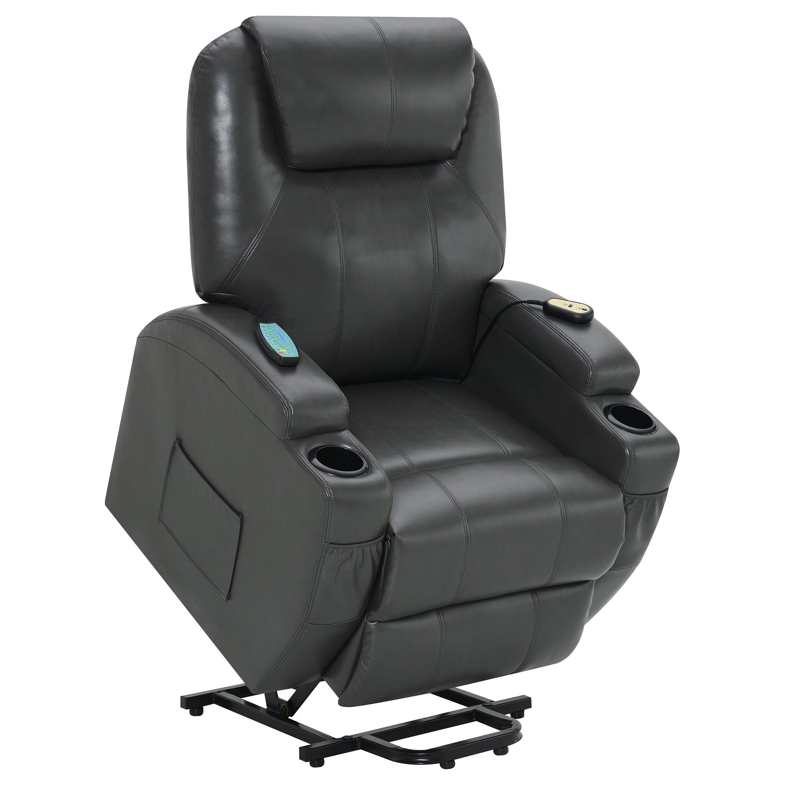 Sanger Upholstered Power Lift Massage Recliner Champagne