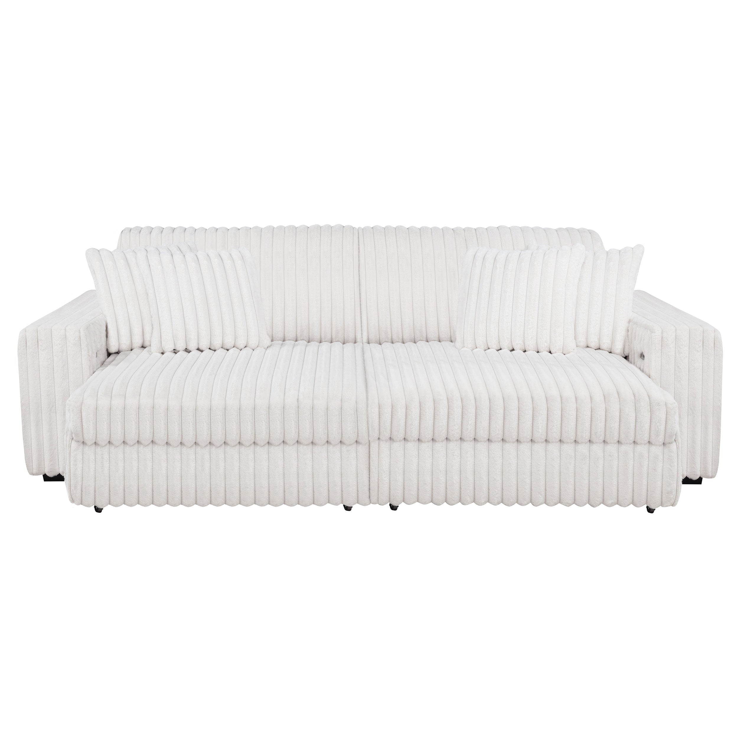 Jacana Corduroy Upholstered Dual Power Chaise Sofa Ivory