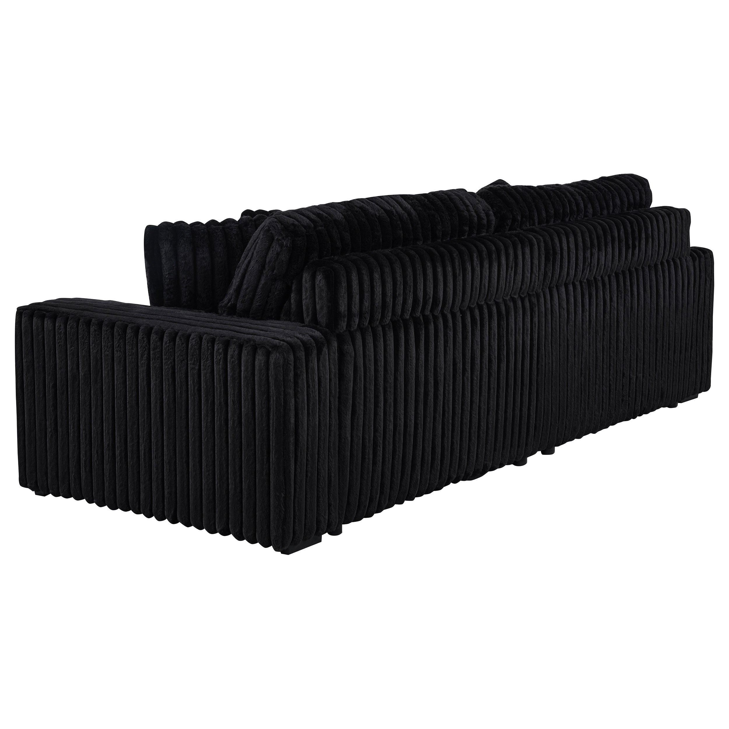 Jacana Corduroy Upholstered Dual Power Chaise Sofa Black