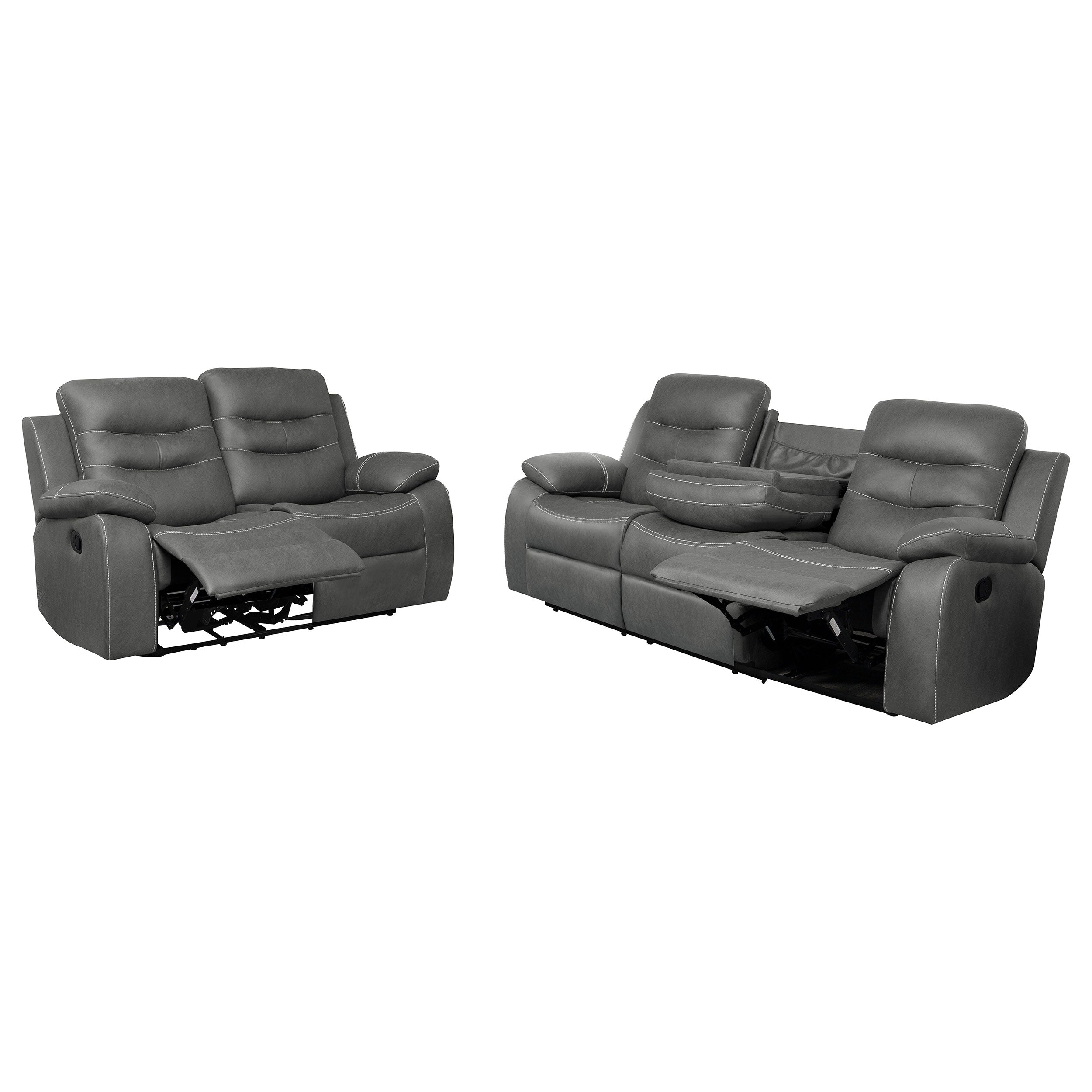 Nova 2-piece Upholstered Motion Reclining Sofa Set Dark Grey
