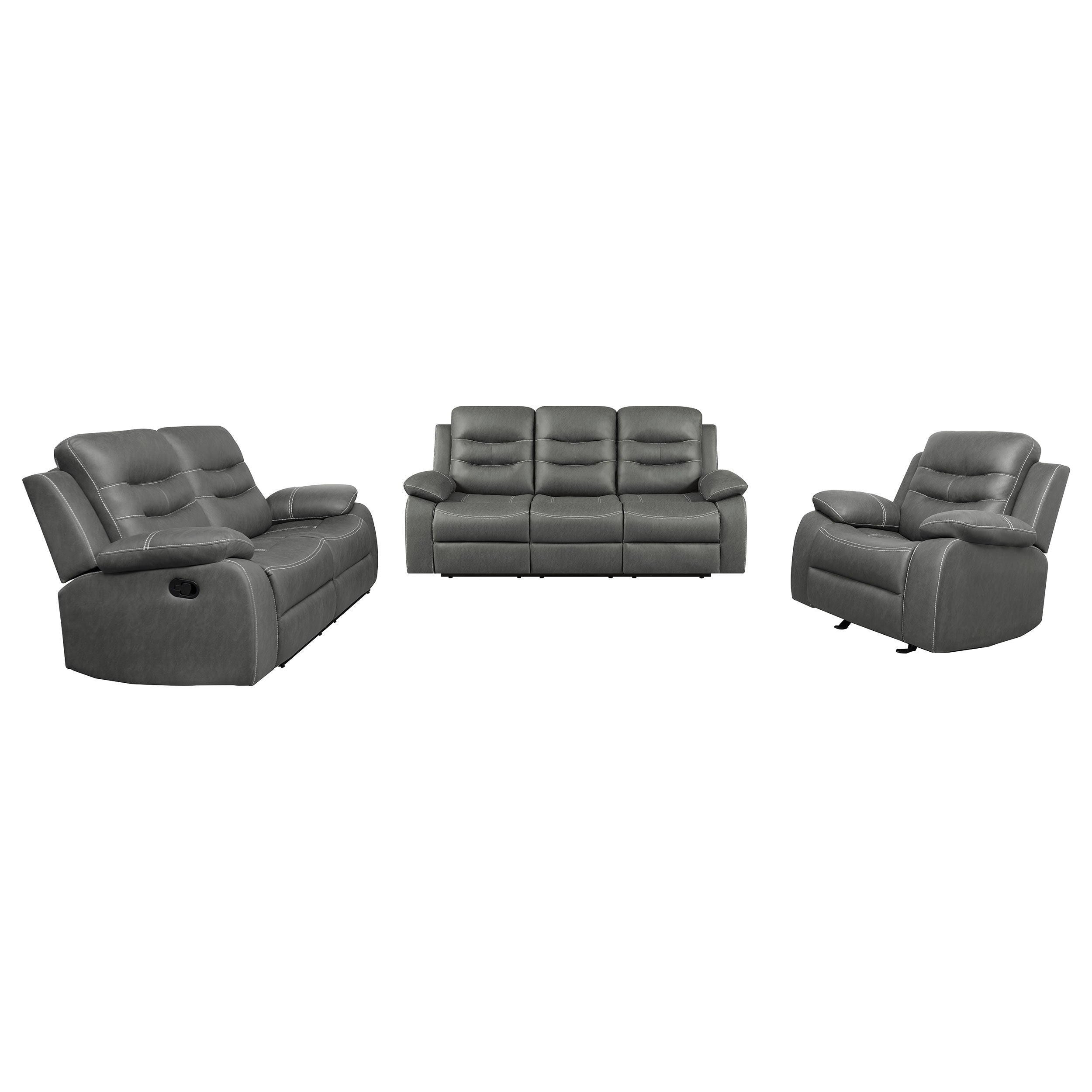 Nova 2-piece Upholstered Motion Reclining Sofa Set Dark Grey