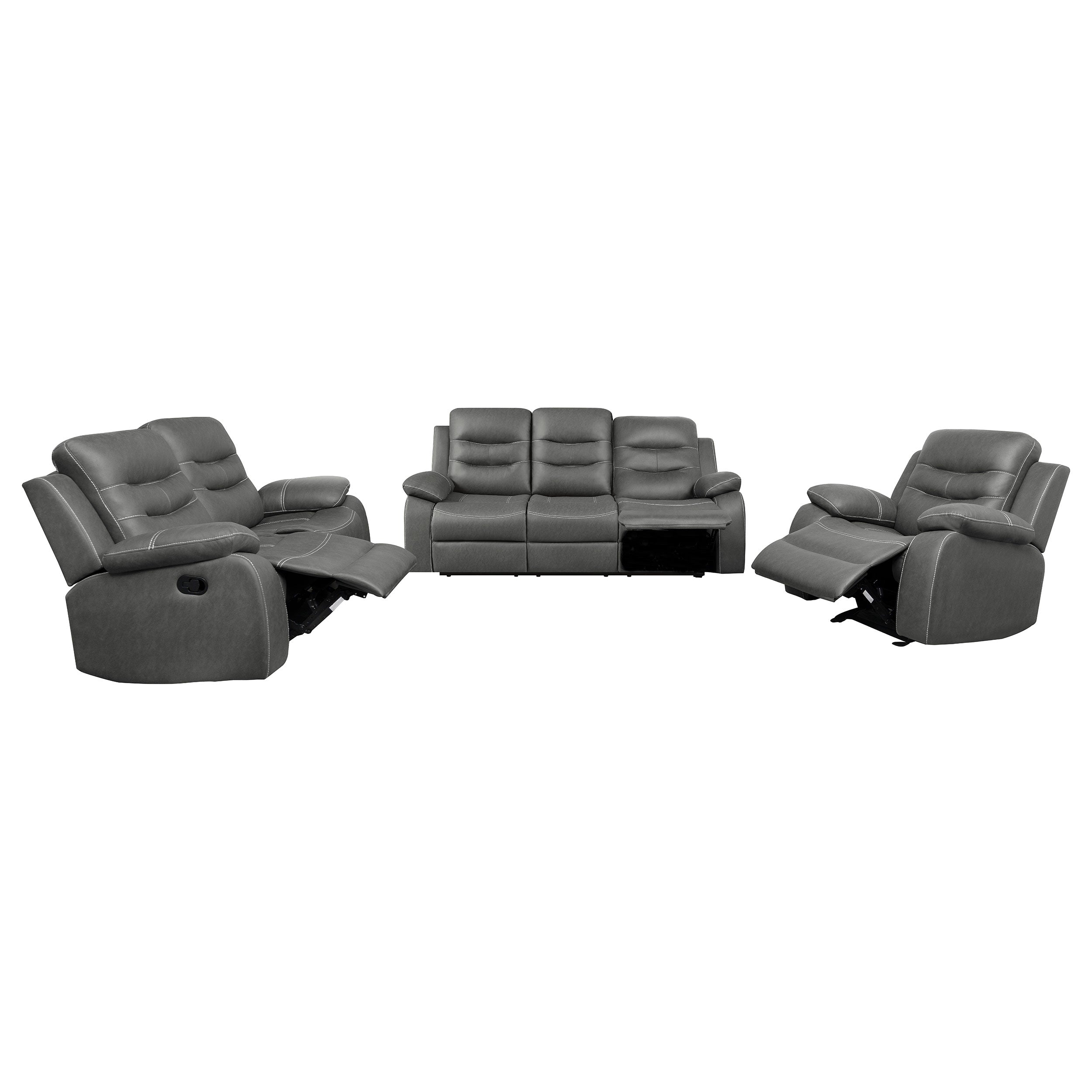 Nova 2-piece Upholstered Motion Reclining Sofa Set Dark Grey