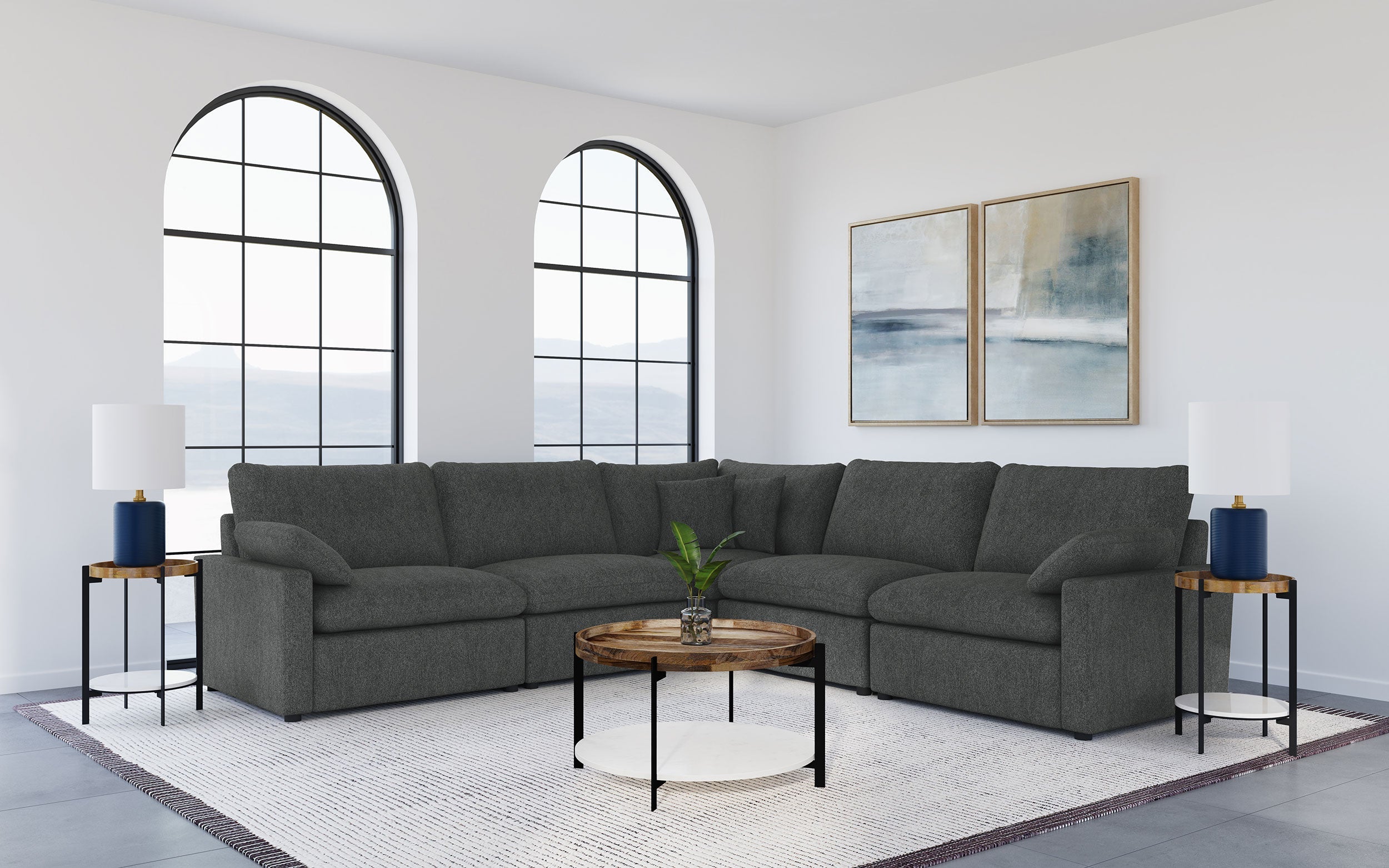 Collins  Modular Power Reclining Sectional Dark Grey