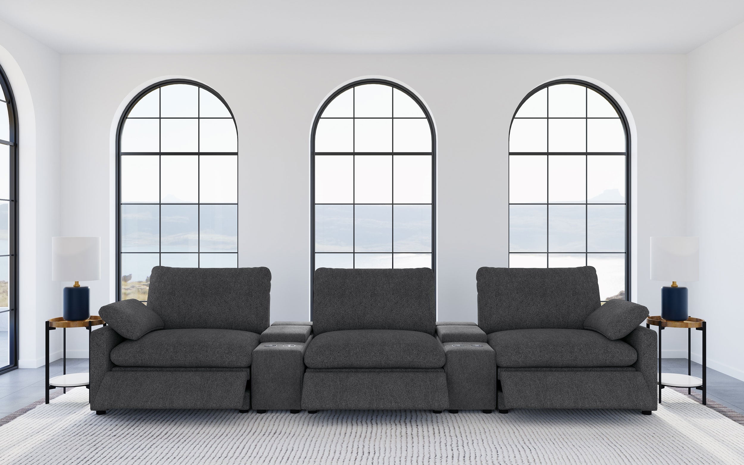 Collins Power Reclining Home Theater Seating Dark Grey